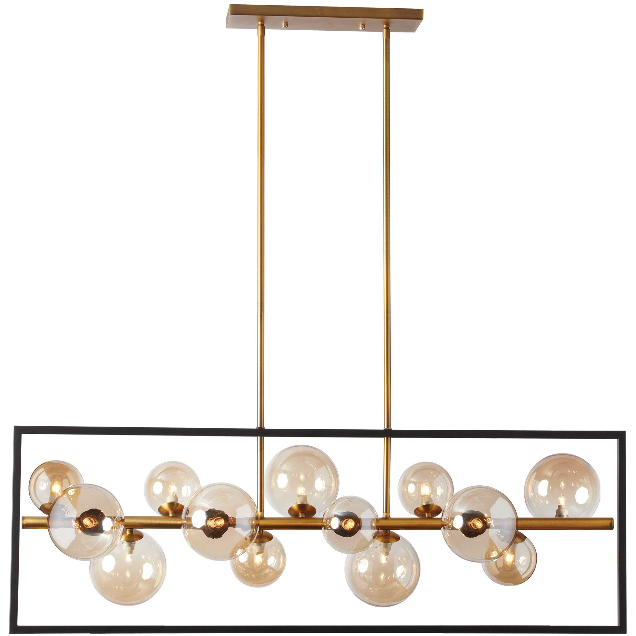 Glasgow 13 Light 42 inch Matte Black with Vintage Bronze Horizontal Pendant Ceiling Light