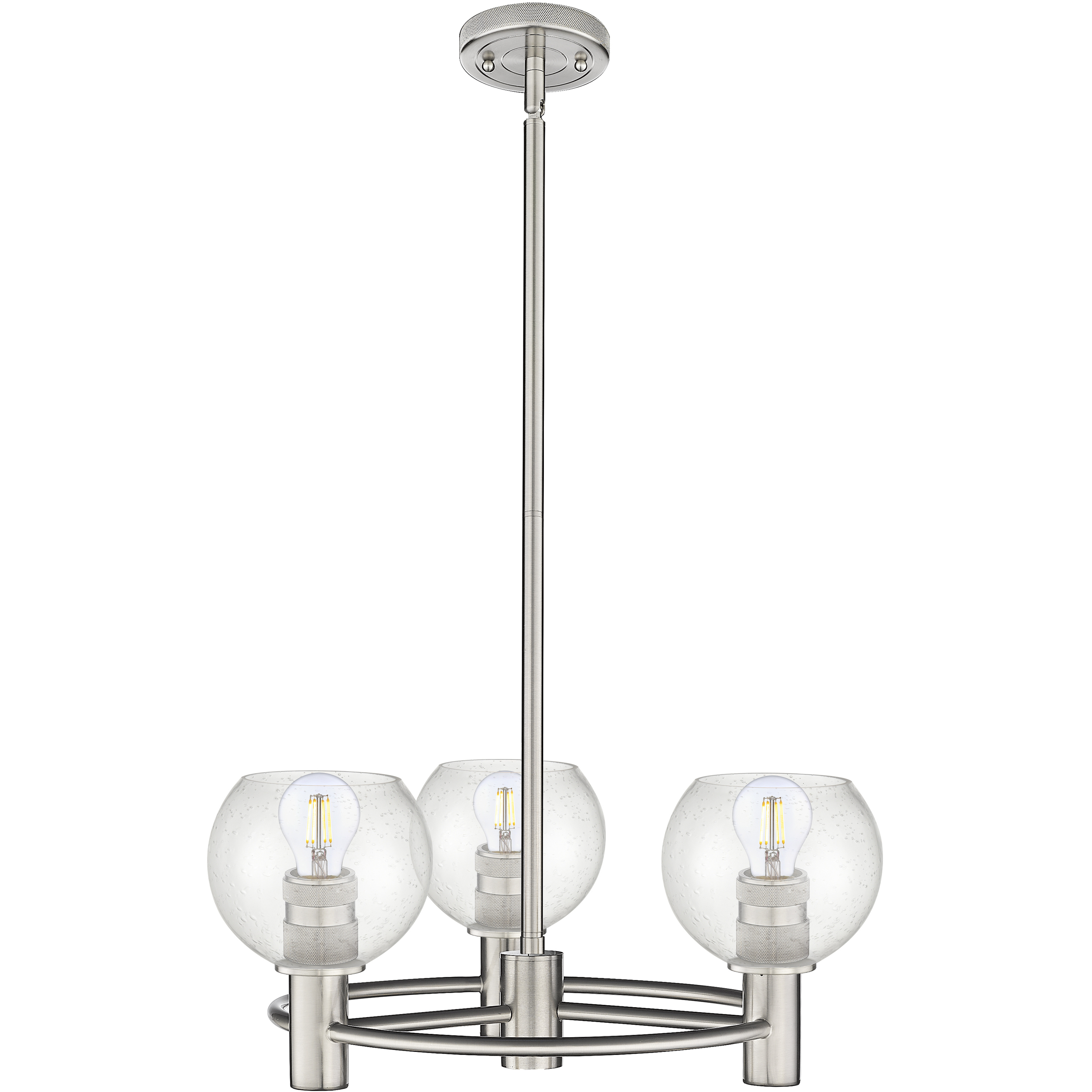 Crown Point 3 Light 20 inch Satin Nickel Pendant Ceiling Light in Seedy Glass