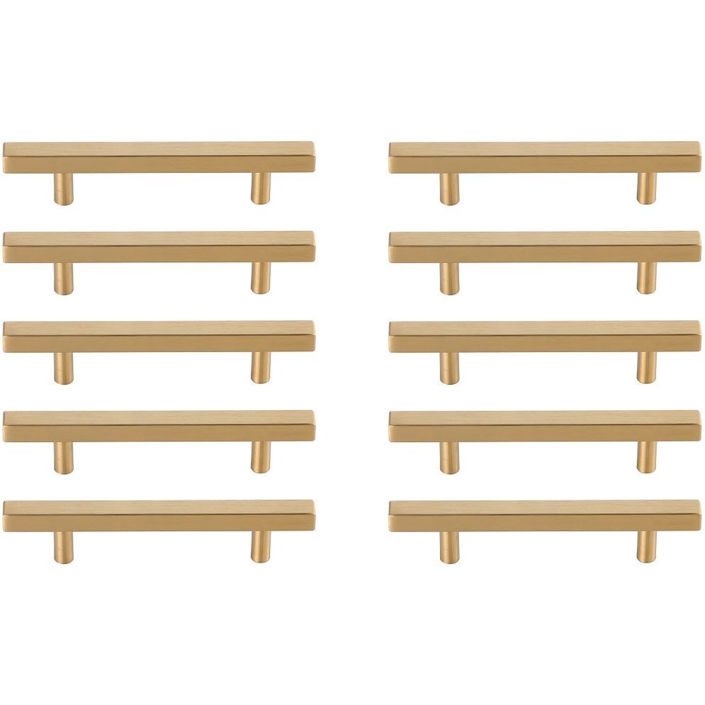 Dior Brass Hardware Drawer Pull in 4in Center to Center Bar, Set of 10