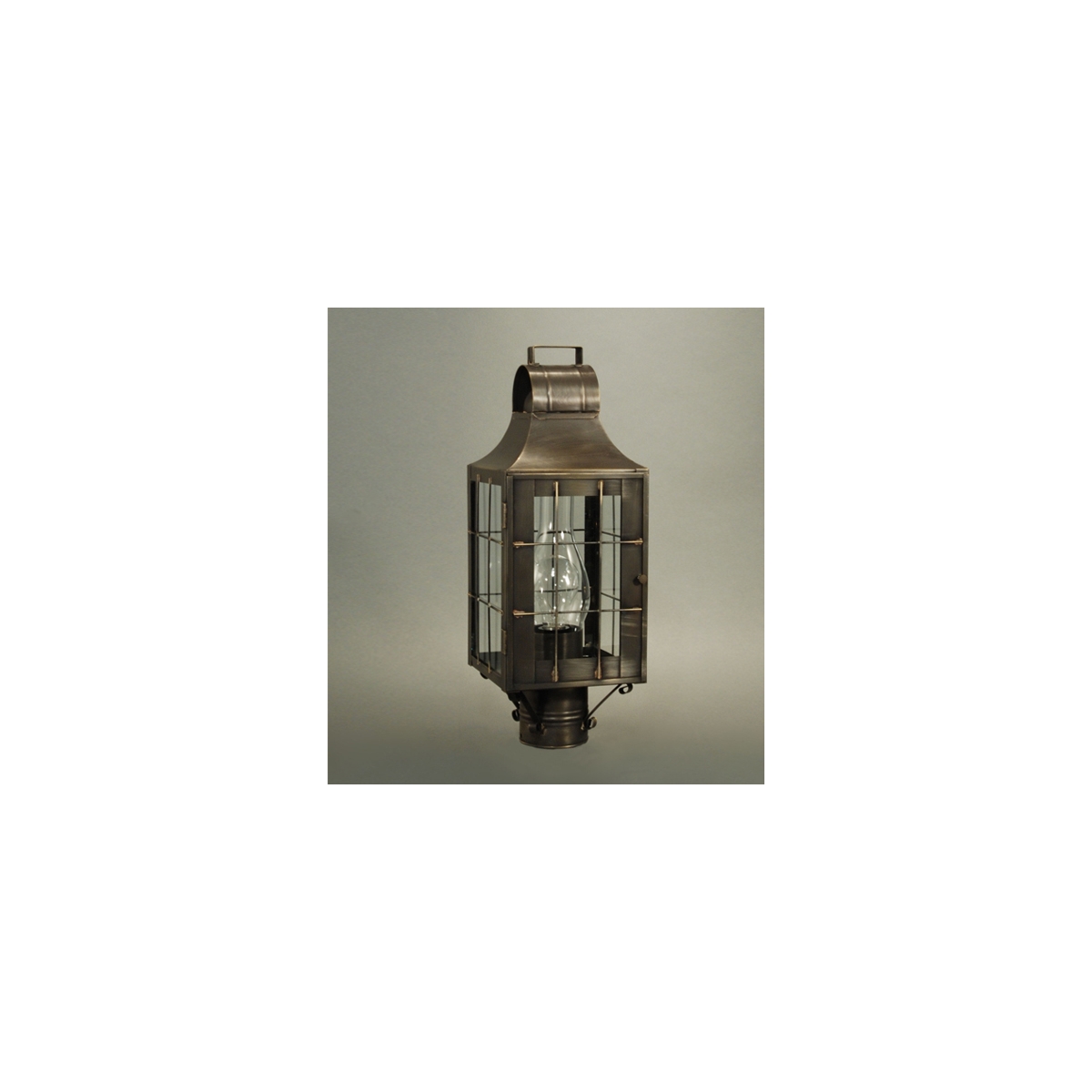 Livery 1 Light 19 inch Dark Antique Brass Post Lamp in Clear Glass, One 75W Medium with Chimney