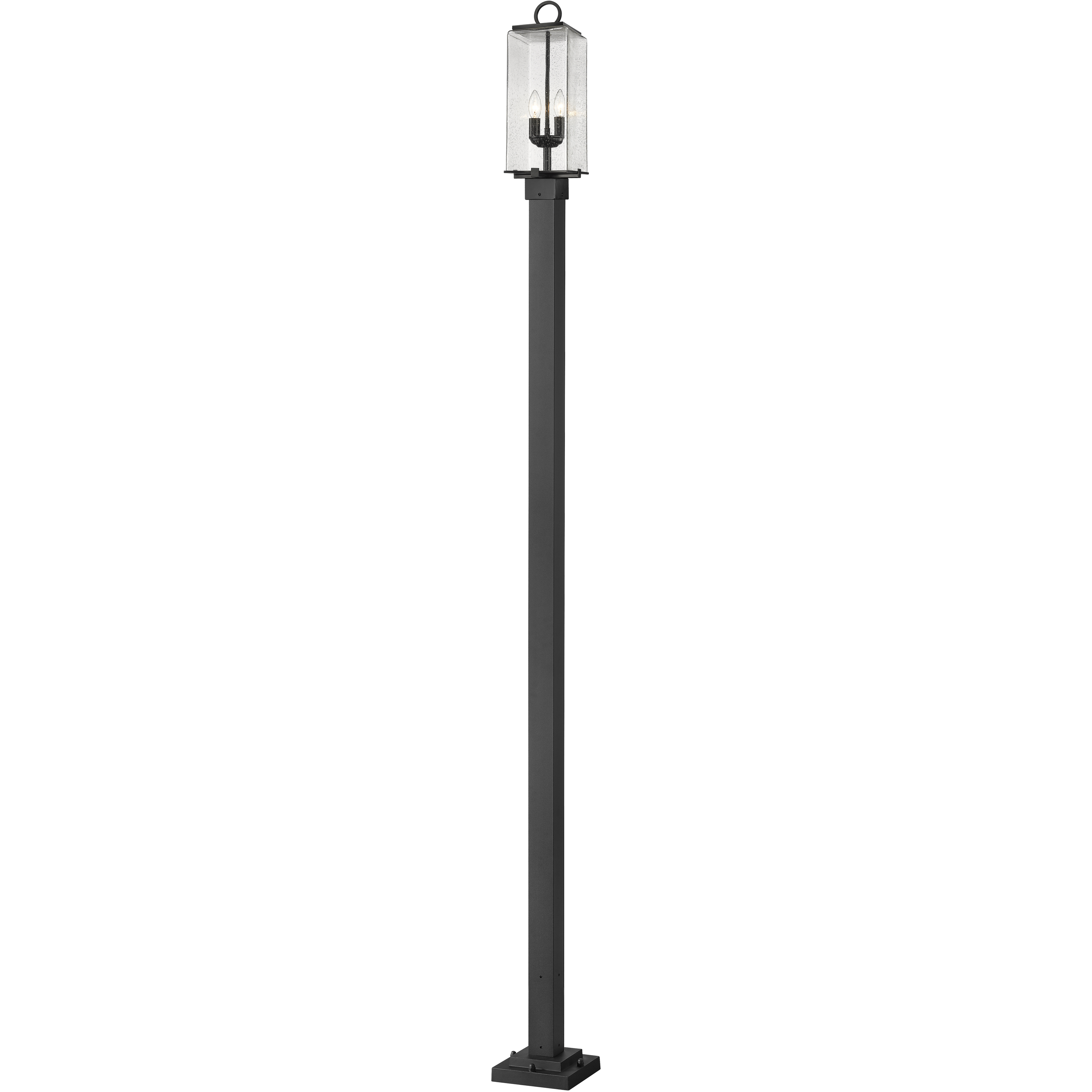 Sana 2 Light 114.25 inch Black Outdoor Post Mounted Fixture in Seedy Glass