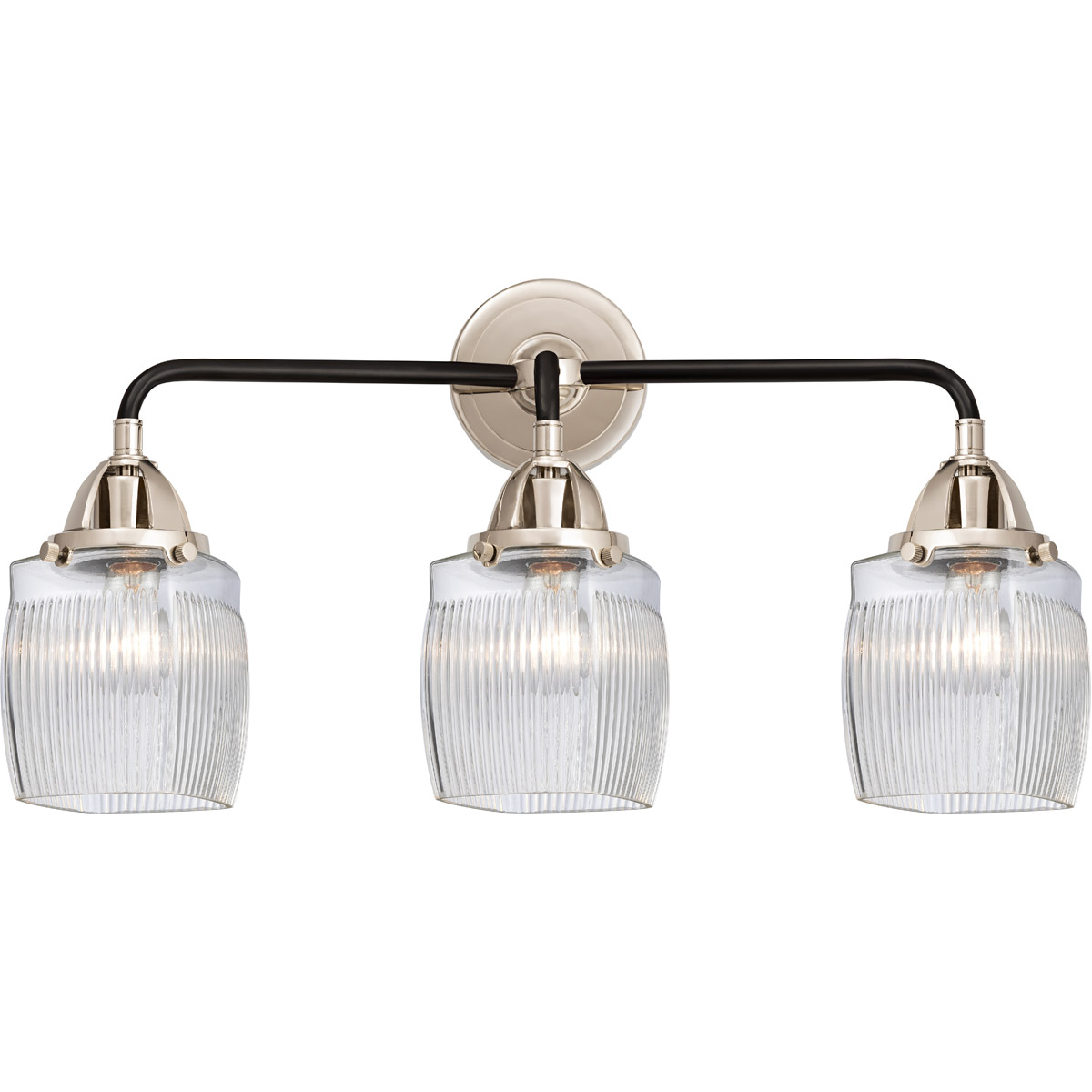 Nouveau 2 Colton 3 Light 24 inch Black Polished Nickel Bath Vanity Light Wall Light