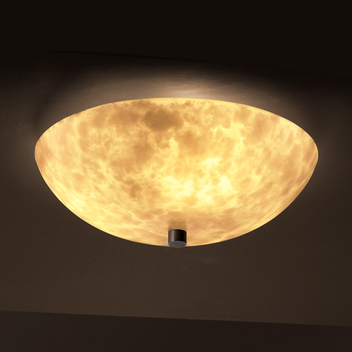 Clouds LED 18 inch Antique Brass Semi-Flush Ceiling Light in 3000 Lm LED, Round Bowl