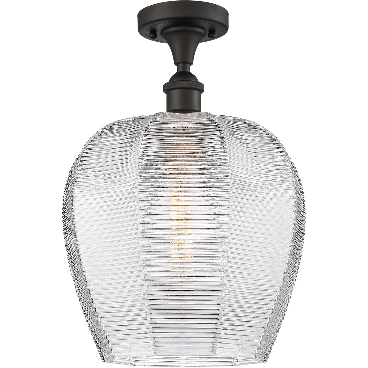 Ballston Norfolk 1 Light 12 inch Oil Rubbed Bronze Semi-Flush Mount Ceiling Light in Clear Glass
