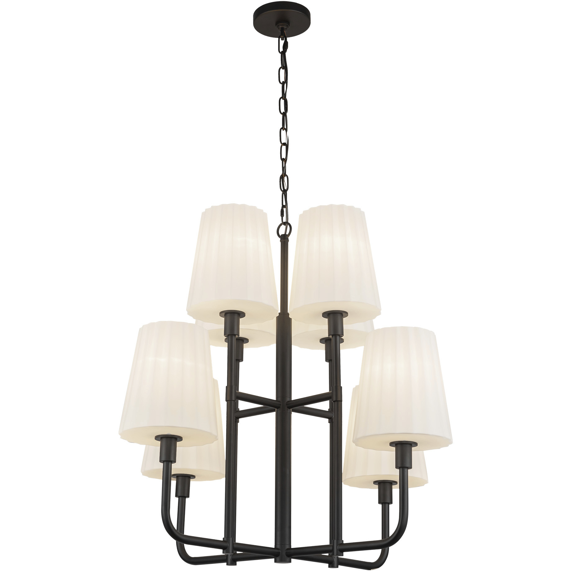 Alora Mood Plisse 8 Light 30 inch Matte Black Chandelier Ceiling Light