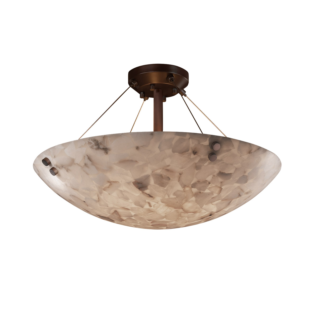 Alabaster Rocks LED 18 inch Brushed Nickel Semi-Flush Ceiling Light in 3000 Lm LED, Pair of Cylinders, Round Bowl
