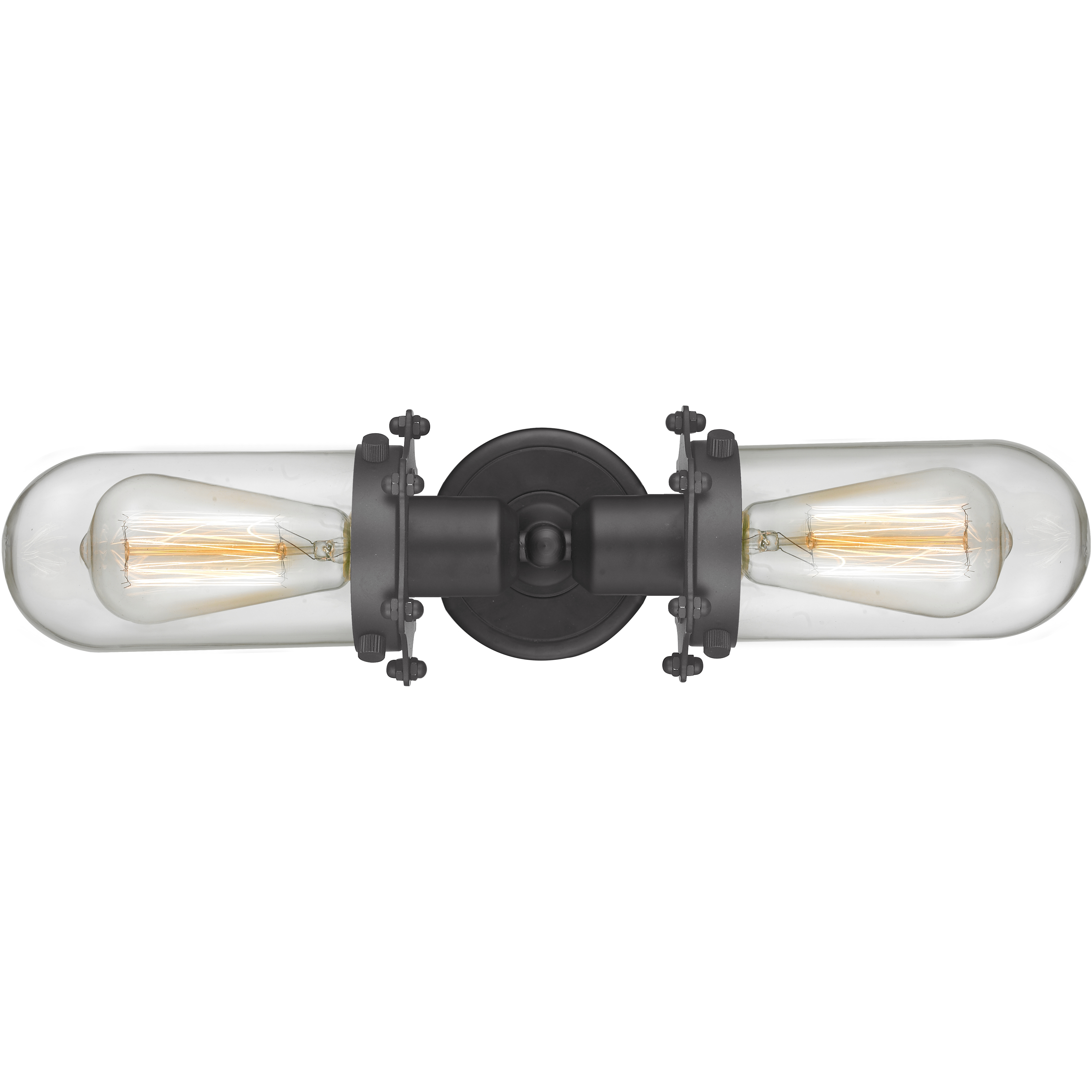 Austere Centri 2 Light 22 inch Matte Black Bath Vanity Light Wall Light in Incandescent, Clear Glass, Austere