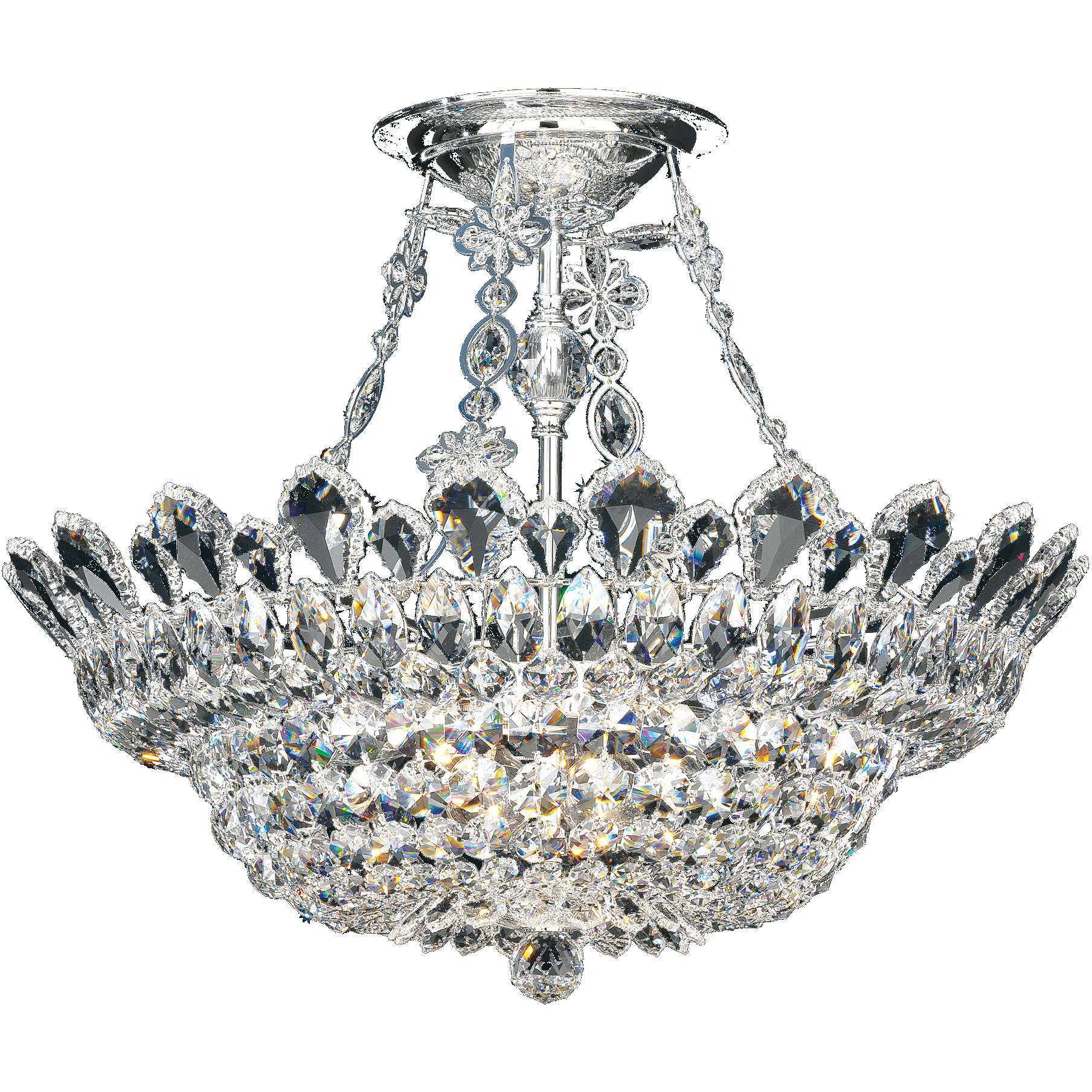 Trilliane 10 Light Silver Semi-Flush Mount Ceiling Light in Heritage