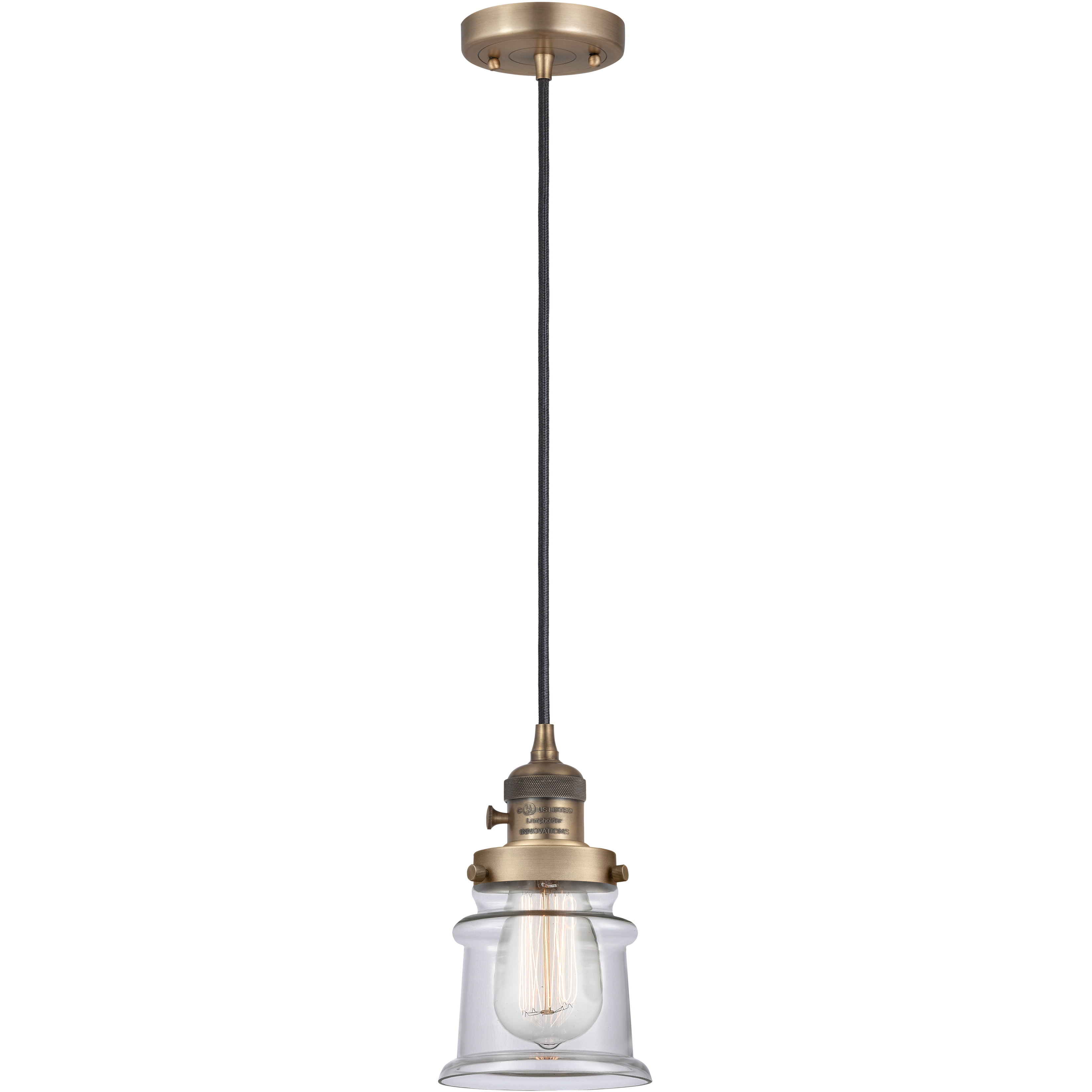 Franklin Restoration Canton LED 6 inch Brushed Brass Mini Pendant Ceiling Light in Clear