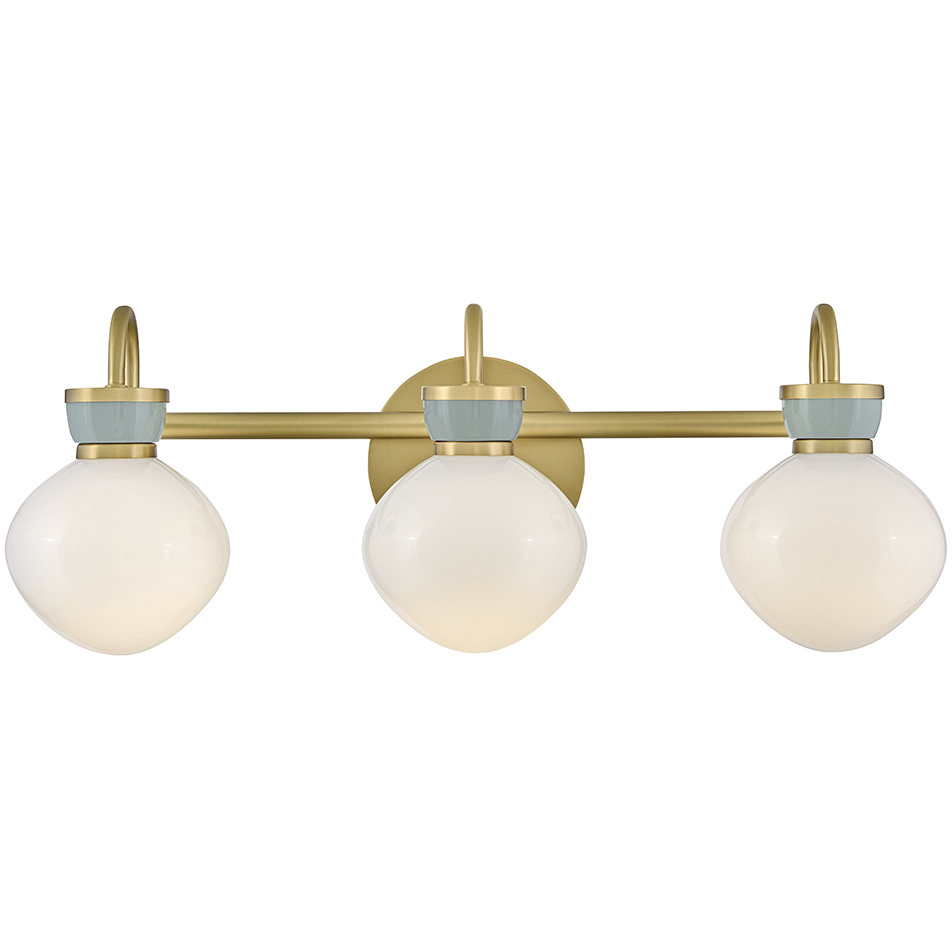 Lucy 3 Light 25 inch Lacquered Brass with Seafoam Bath Light Wall Light