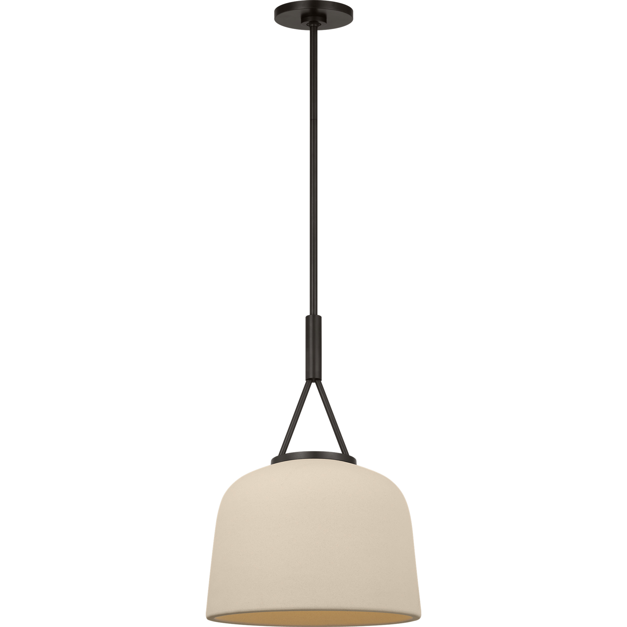 Richard June Liora 1 Light 12 inch Aged Iron Pendant Ceiling Light in LED, Ivory Stoneware