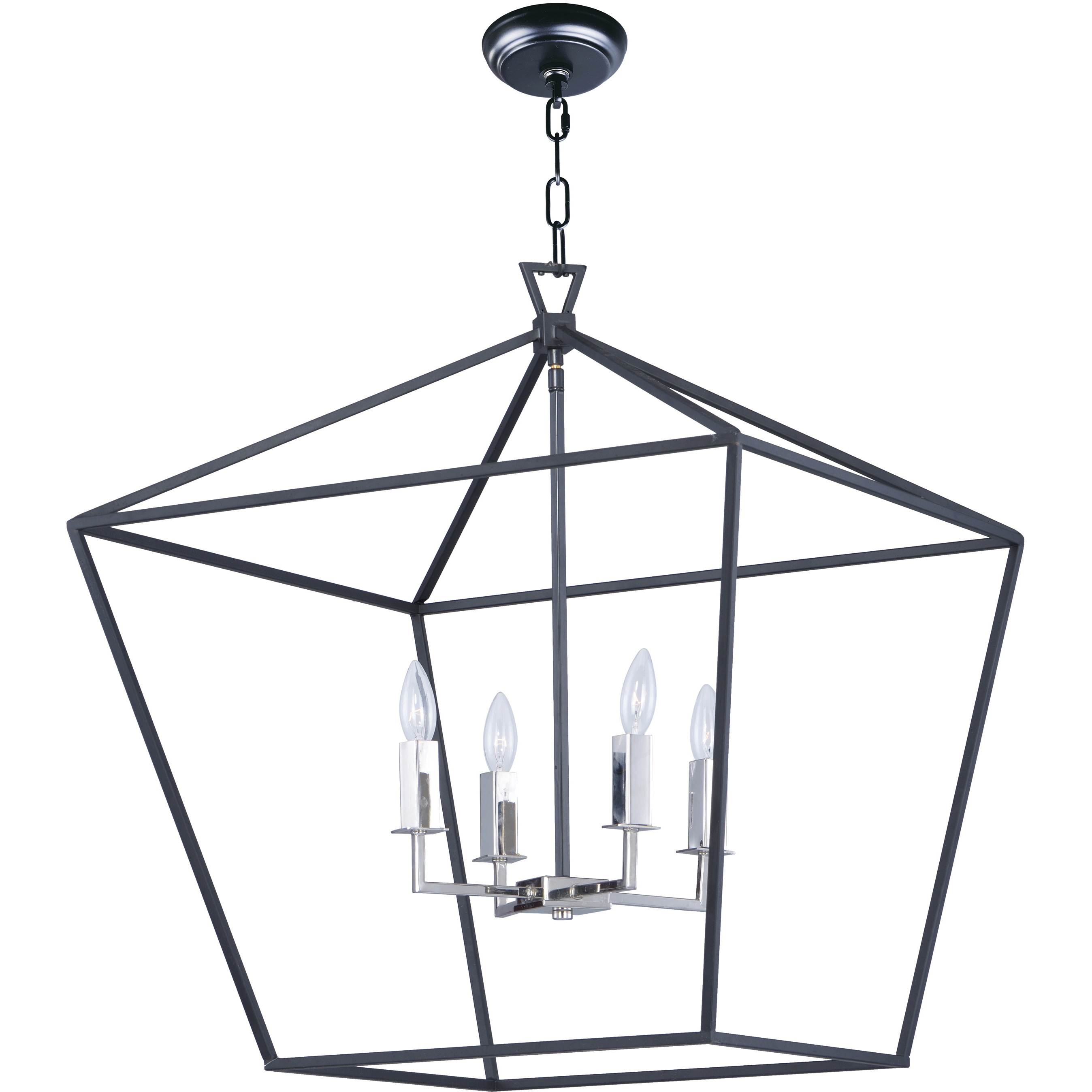 Abode 4 Light 24.5 inch Textured Black and Polished Nickel Single-Tier Chandelier Ceiling Light in Textured Black/Polished Nickel