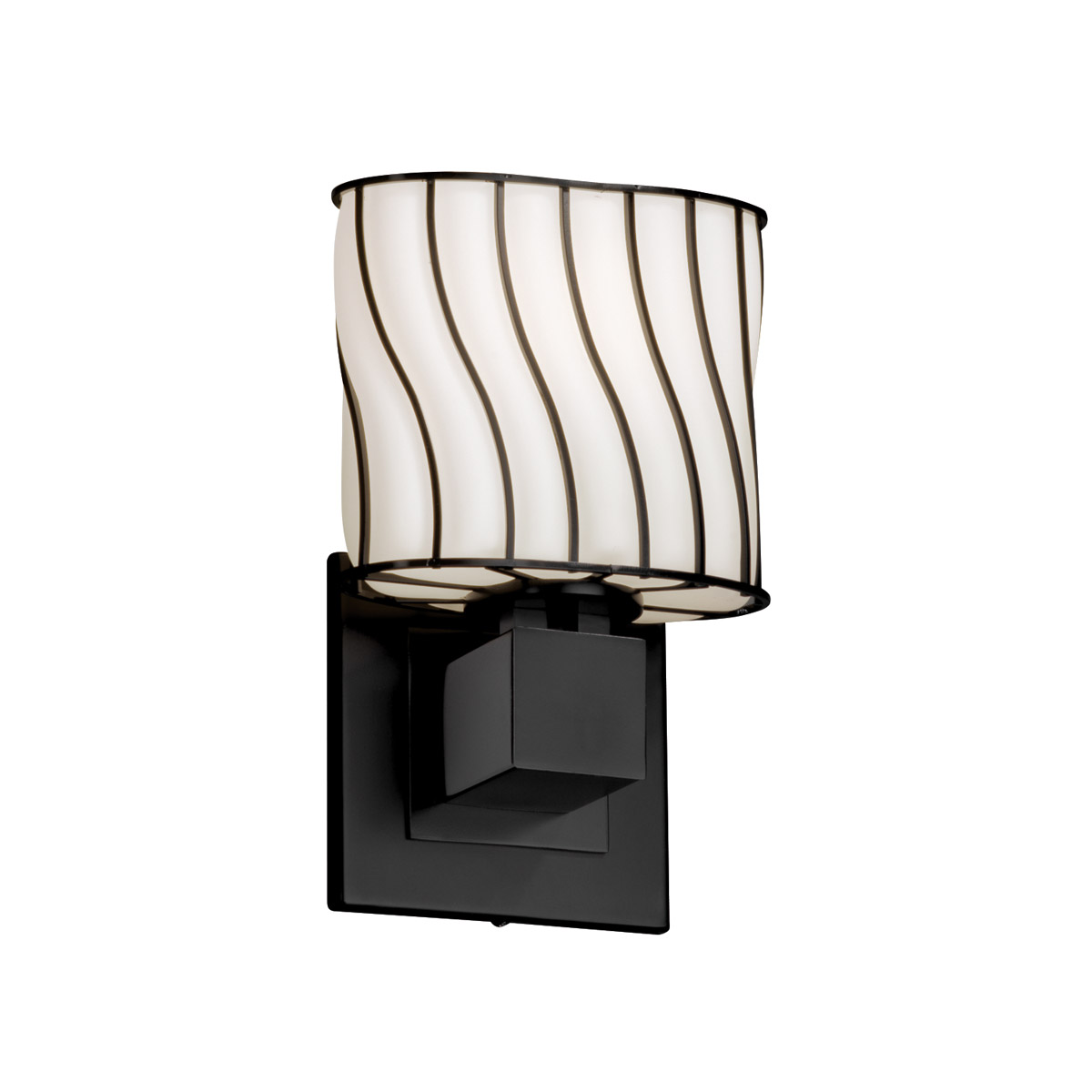 Wire Glass LED 6.5 inch Brushed Nickel ADA Wall Sconce Wall Light in 700 Lm LED, Grid with Clear Bubbles, Aero