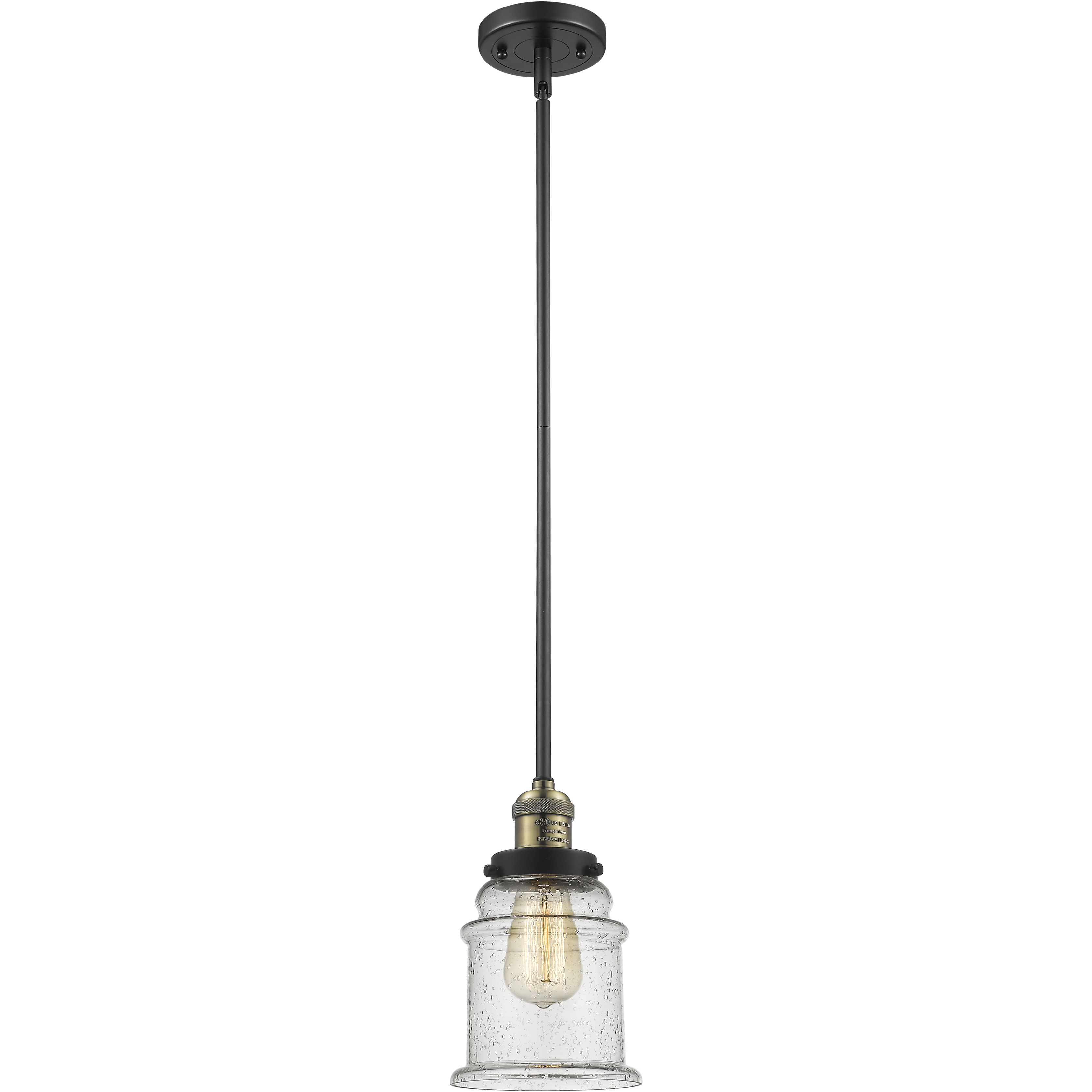Franklin Restoration Canton 1 Light 6.5 inch Black Antique Brass Mini Pendant Ceiling Light in Incandescent, Seedy, Franklin Restoration