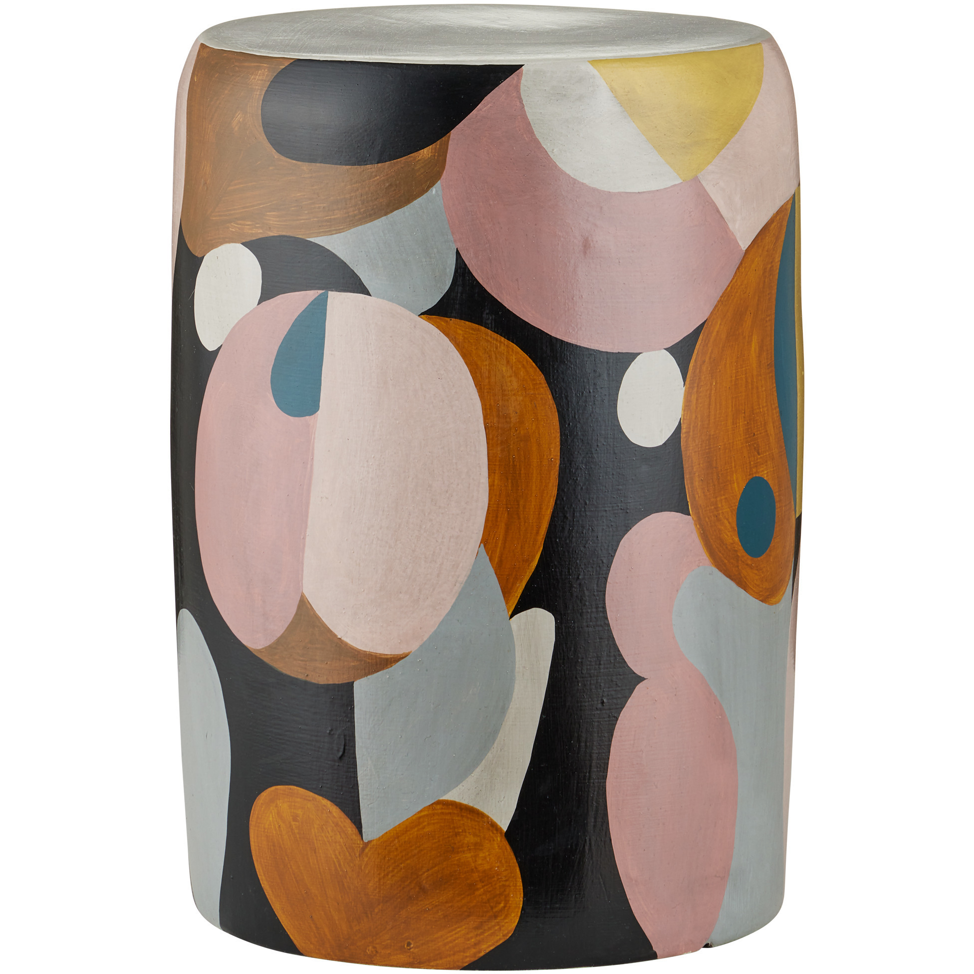 So Nouveau 12 inch Blue and Pink and Black and Rust and Yellow Accent Table
