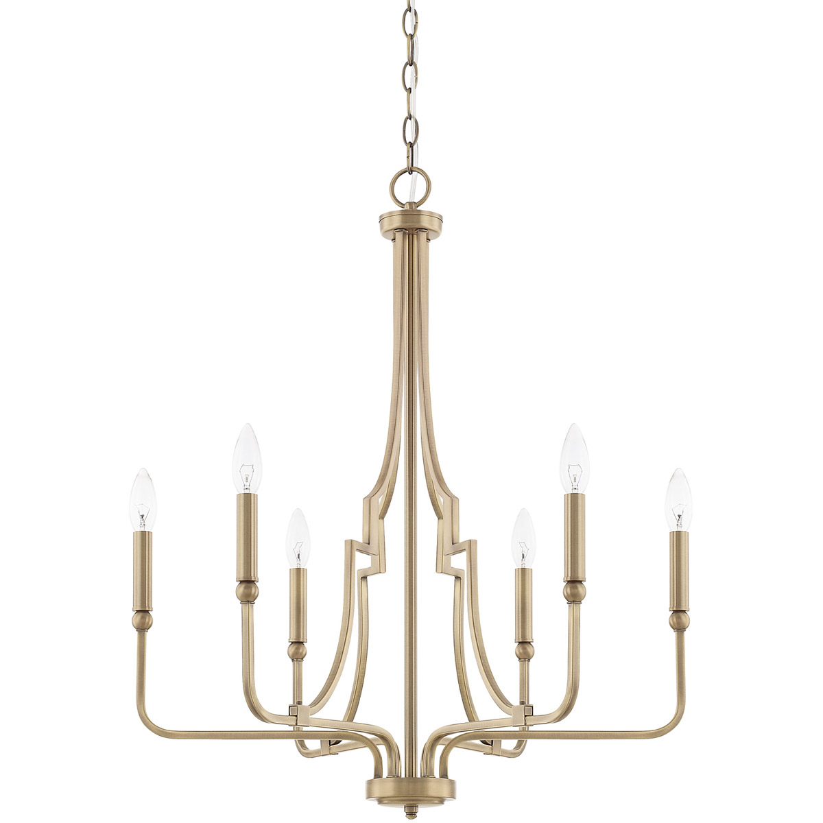 Dawson 6 Light 24.75 inch Aged Brass Chandelier Ceiling Light