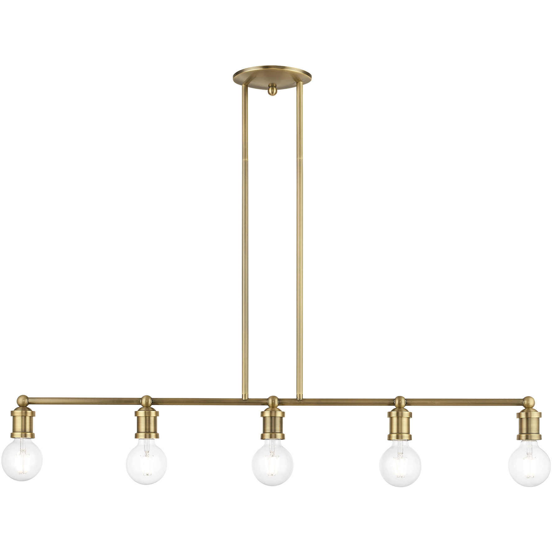 Lansdale 5 Light 40 inch Antique Brass Linear Chandelier Ceiling Light, Large