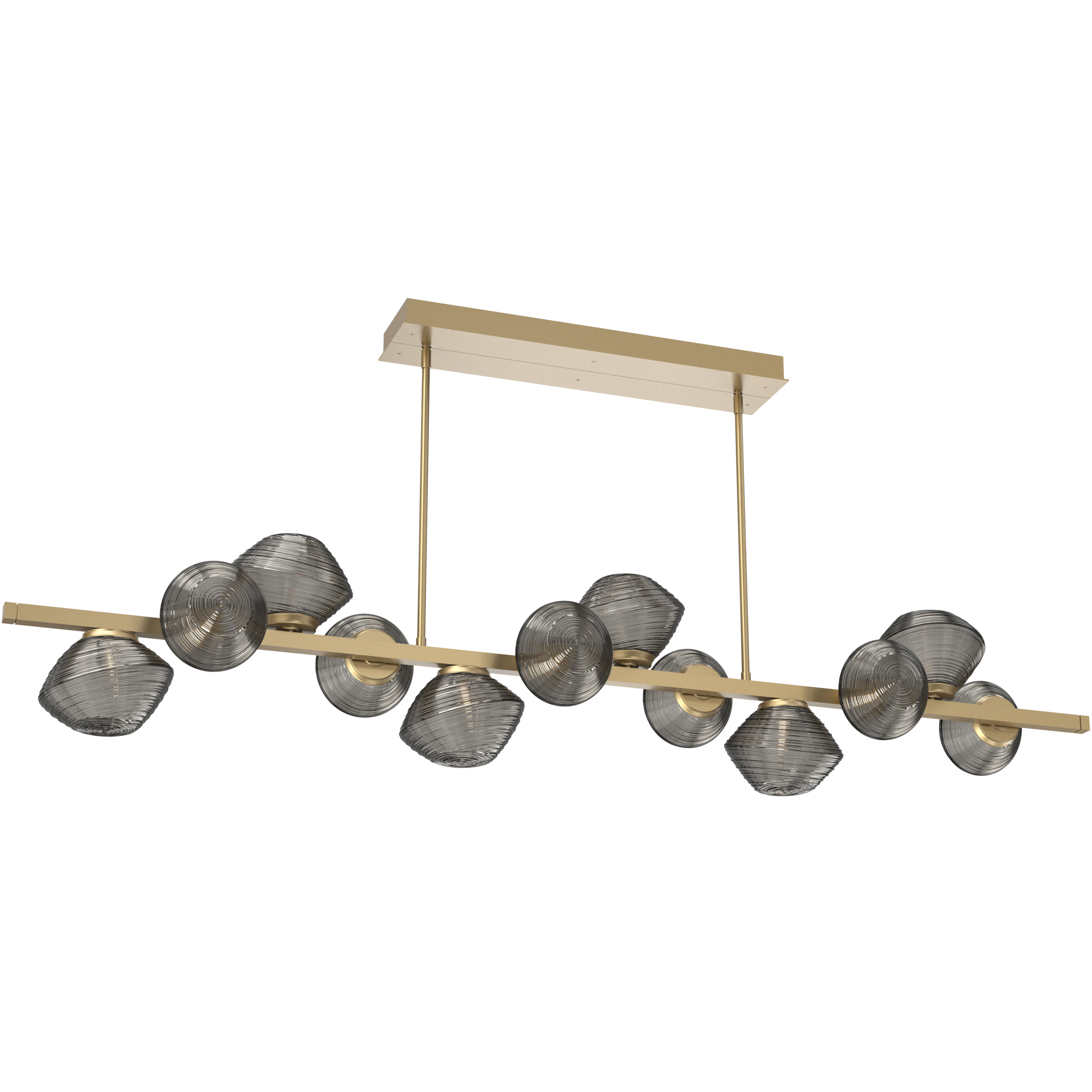 Mesa LED 72 inch Gilded Brass Chandelier Ceiling Light in Smoke, 2700K LED, Twisted Branch