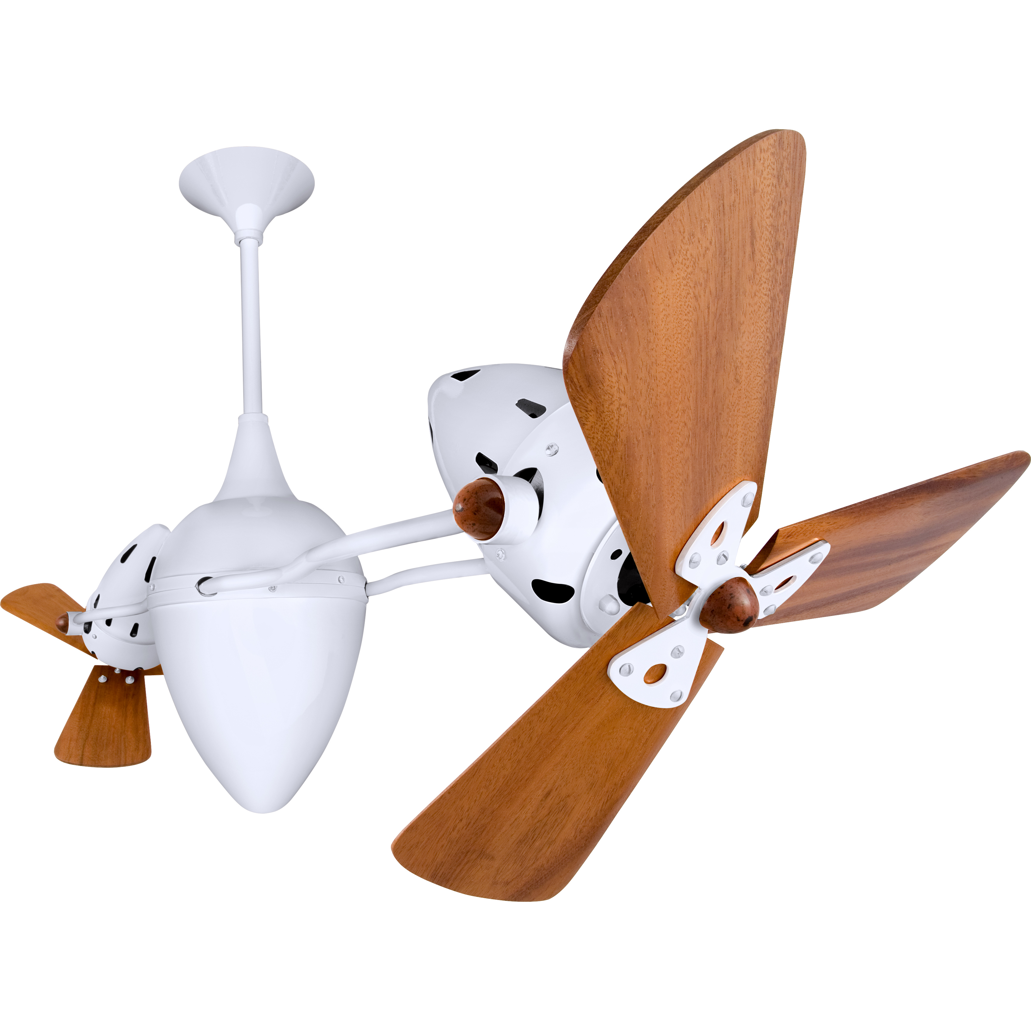 Matthews Gerbar Ar Ruthiane 16 inch Gloss White with Solid Mahogany Wood Blades Rotational Ceiling Fan