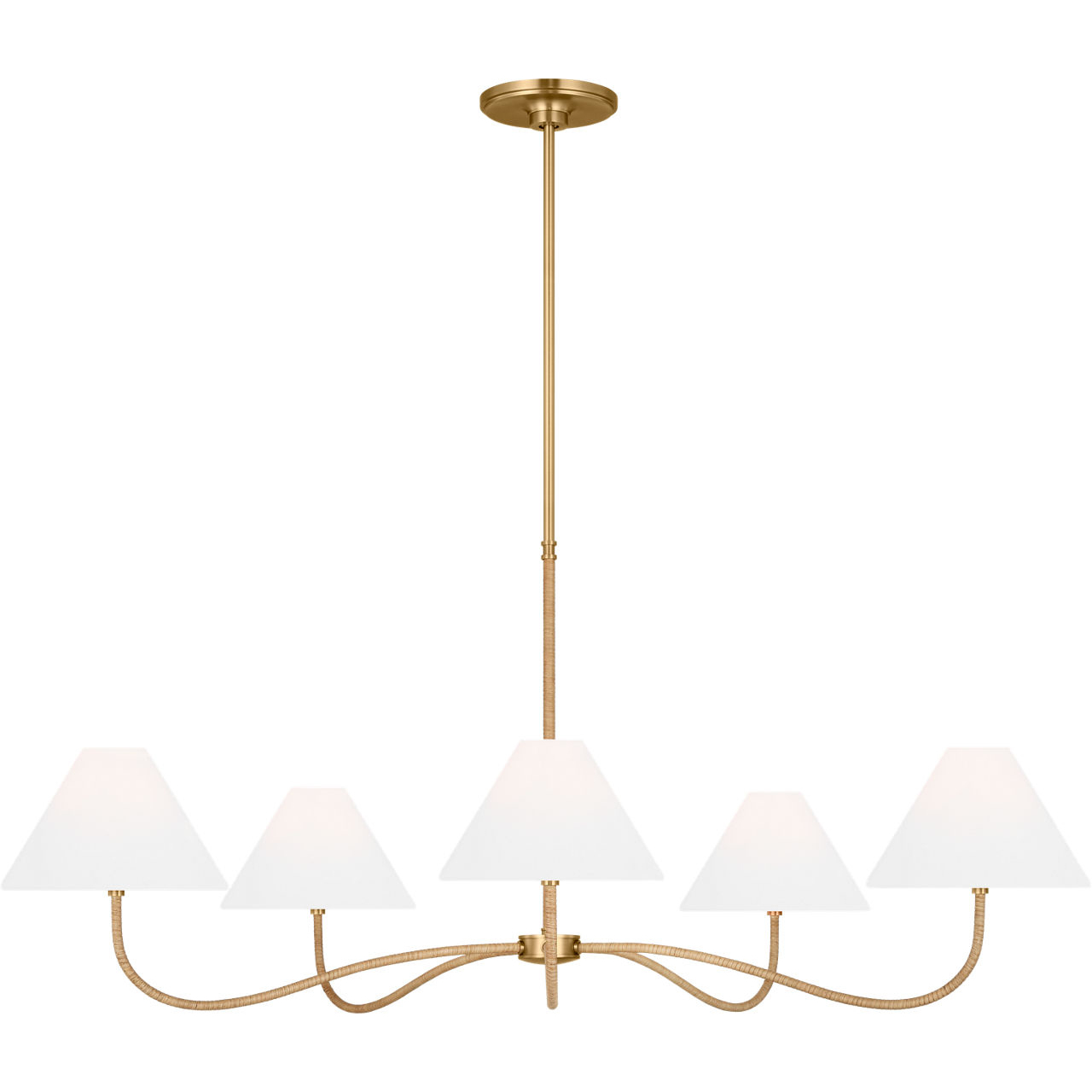 C&M by Chapman & Myers Laguna 5 Light 51.5 inch Burnished Brass Chandelier Ceiling Light