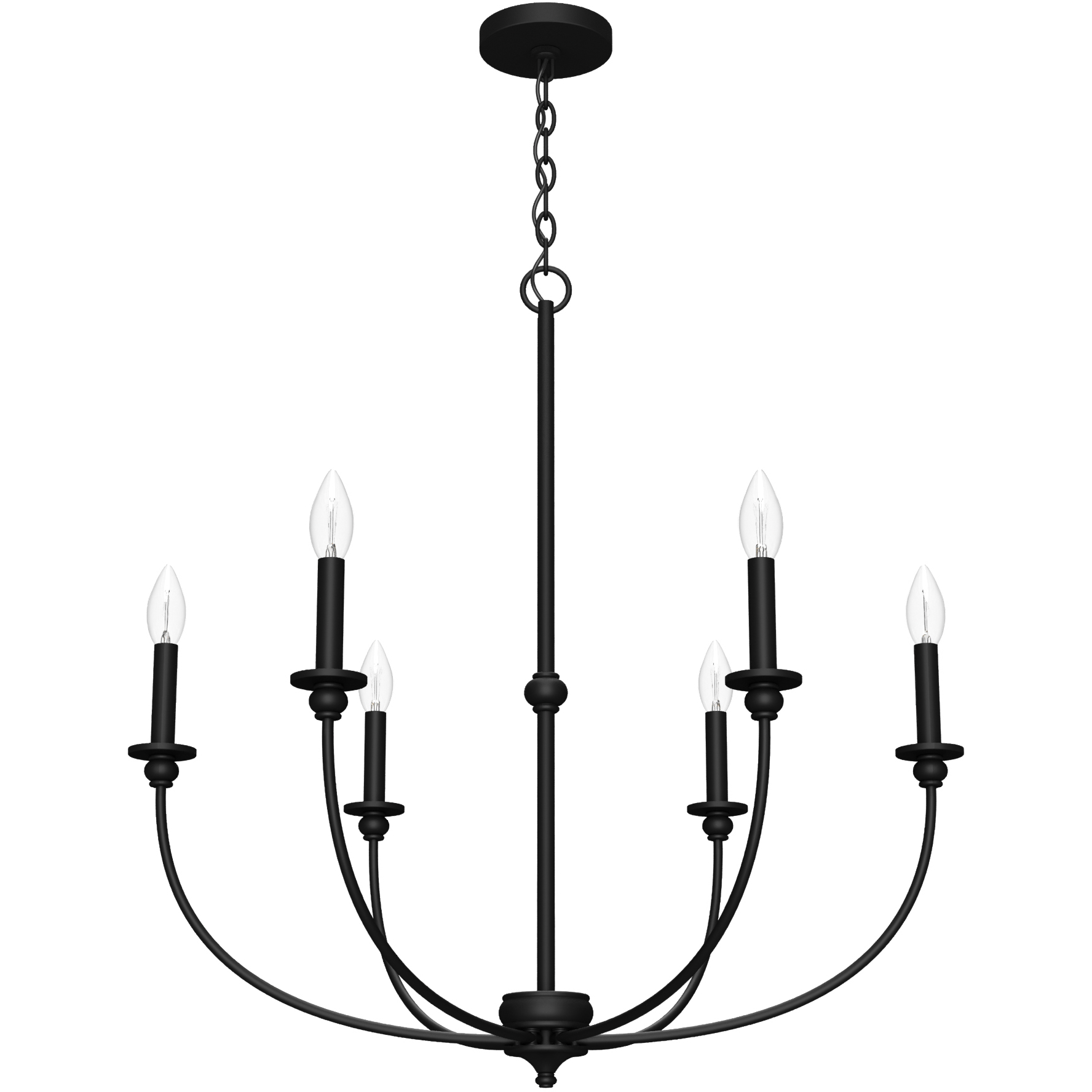 Southcrest 6 Light 30 inch Flat Matte Black Chandelier Ceiling Light