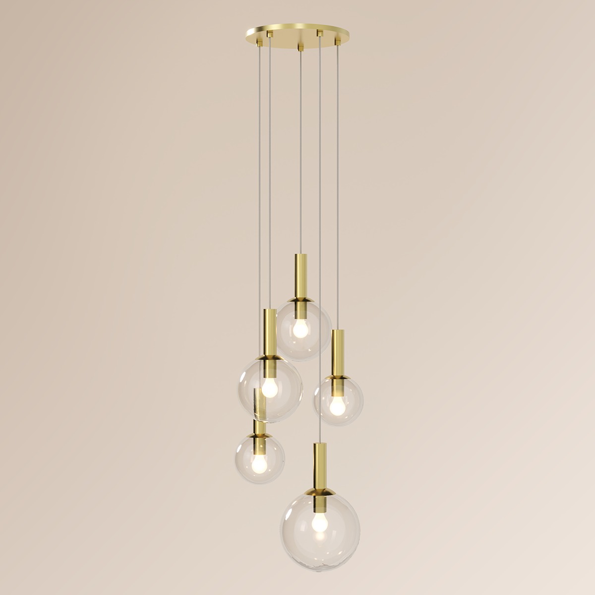 Bubbles 5 Light 26 inch Satin Brass Chandelier Ceiling Light