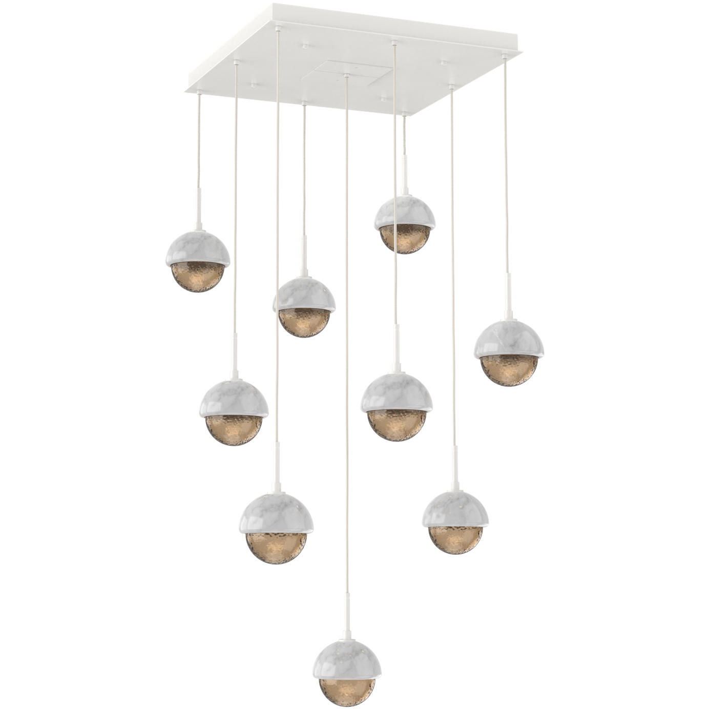 Cabochon LED 27.8 inch Salt White with White Marble Multi-Pendant Ceiling Light in 3000K LED, Bronze