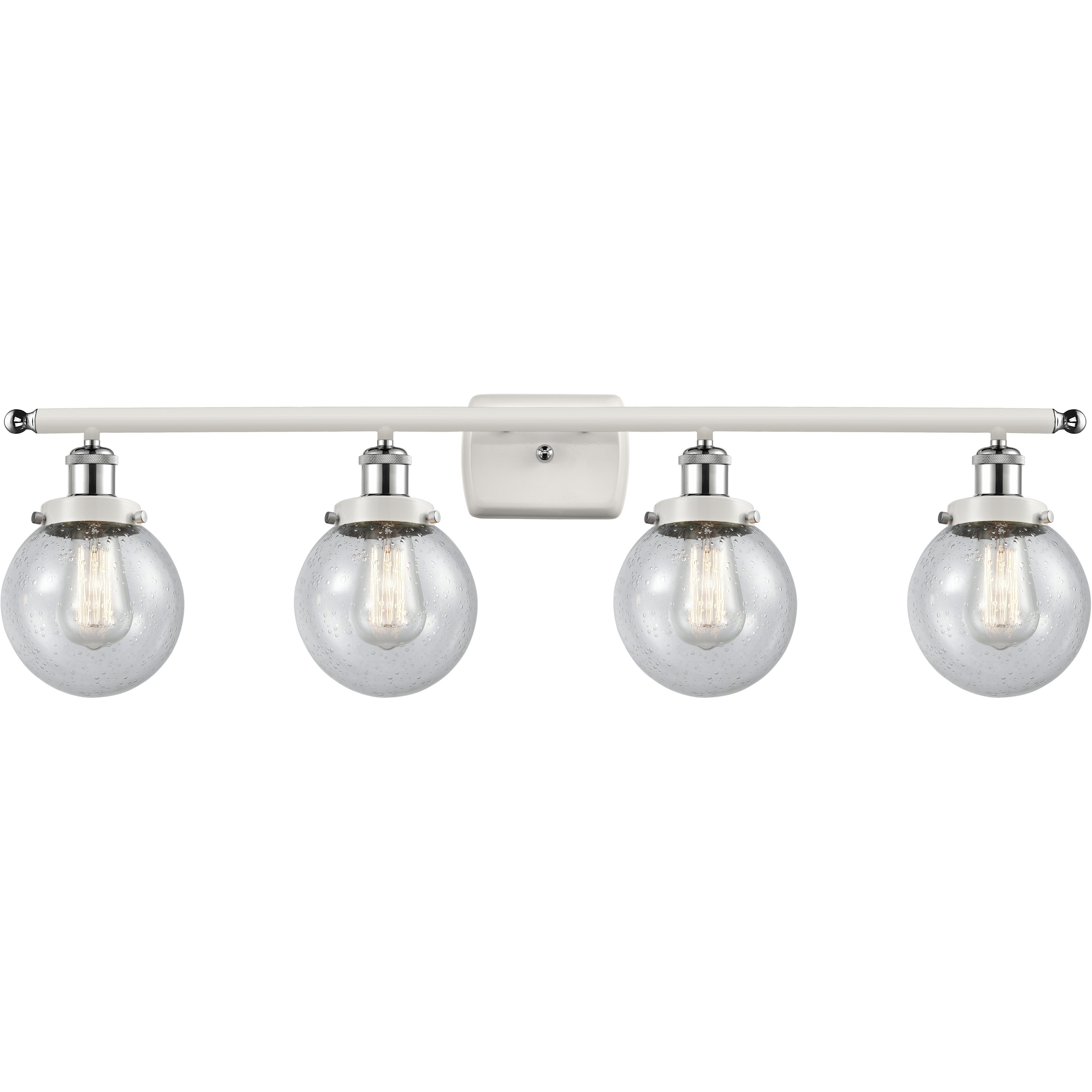 Ballston Beacon 4 Light 36 inch White and Polished Chrome Bath Vanity Light Wall Light in Seedy Glass