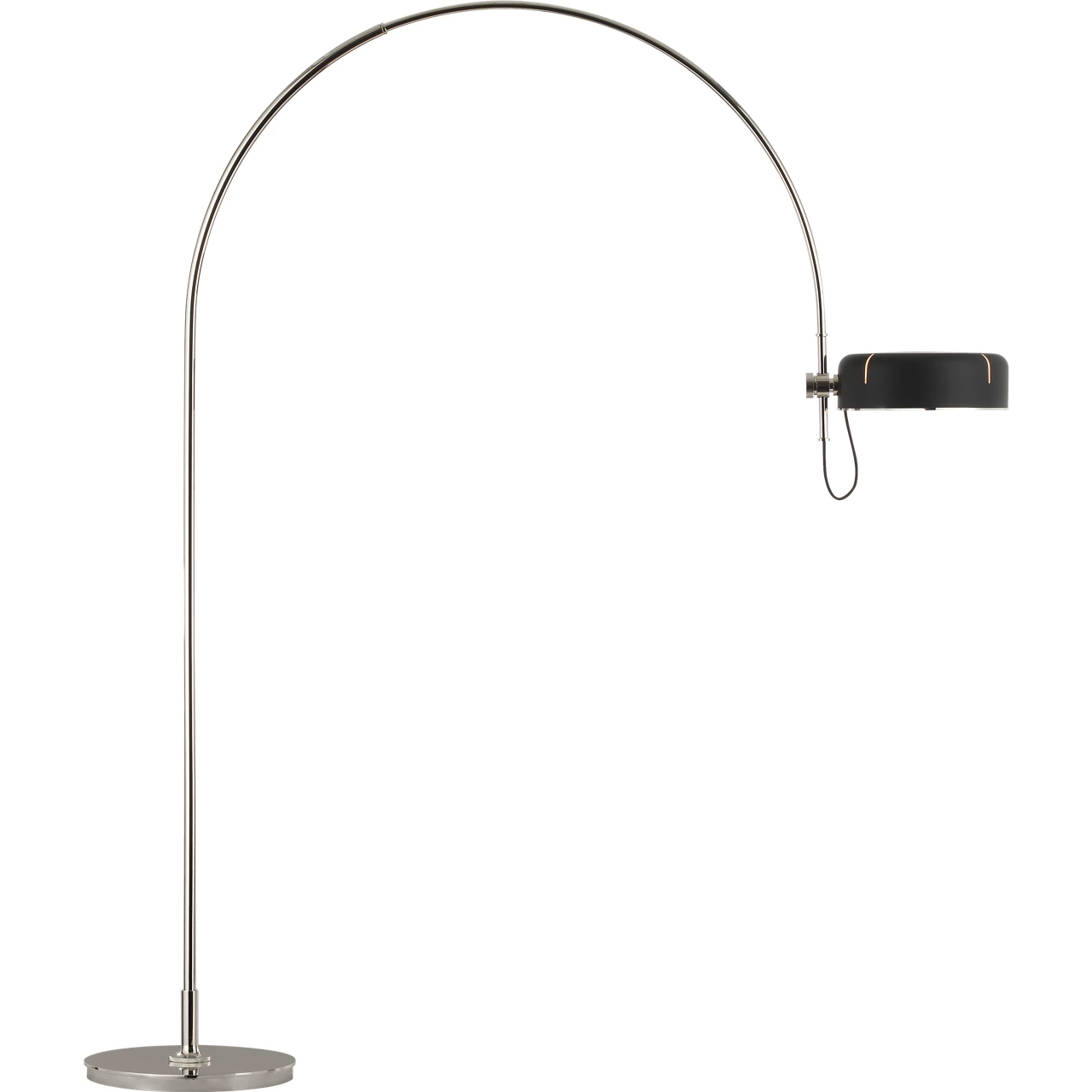Thomas O'Brien Oso 75 inch 18 watt Polished Nickel Arc Reading Floor Lamp Portable Light in Matte Black