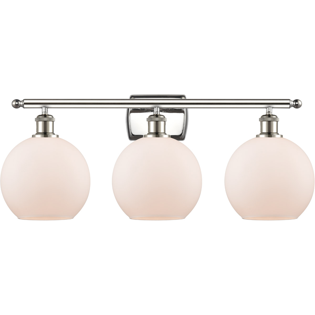 Ballston Athens 3 Light 26 inch Polished Nickel Bath Vanity Light Wall Light in Matte White Glass, Ballston
