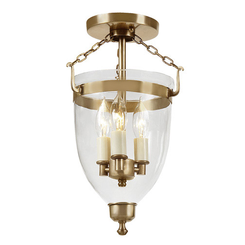 Danbury 3 Light 9 inch Rubbed Brass Semi-Flush Mount Ceiling Light