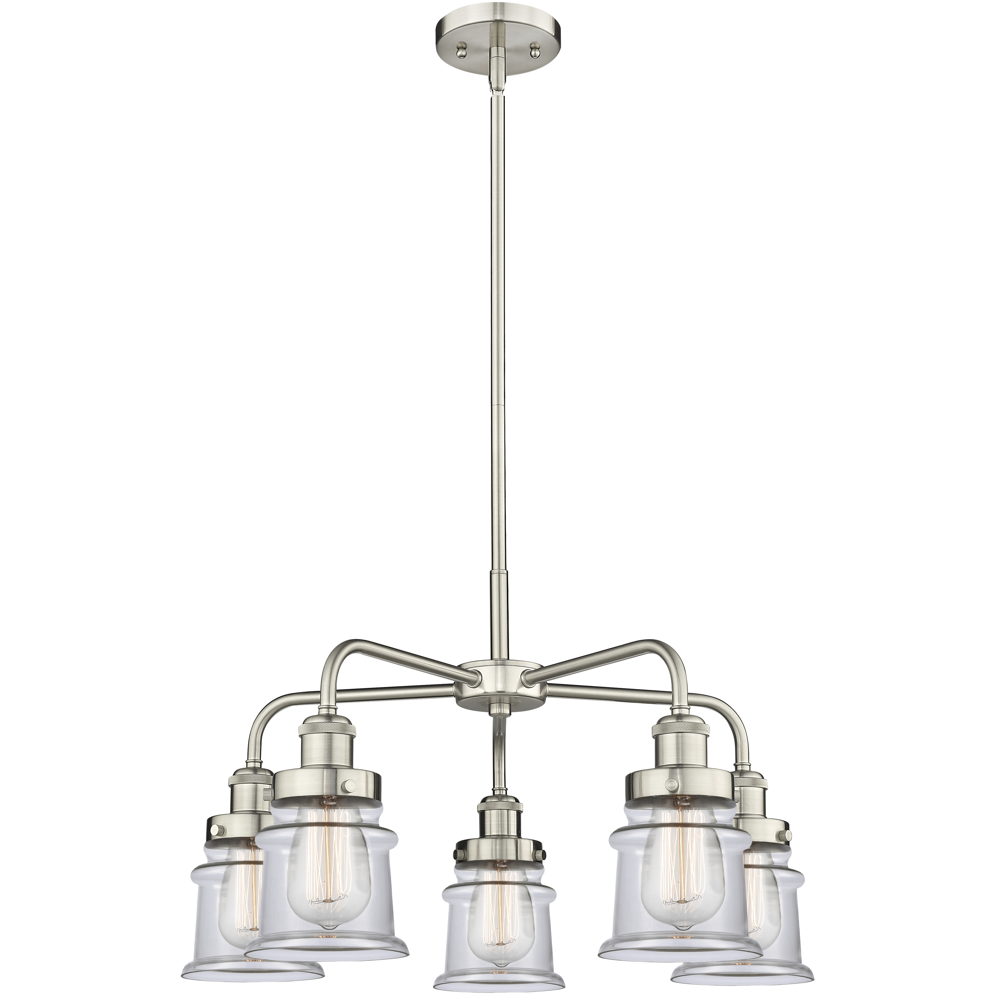 Canton 5 Light 23.25 inch Satin Nickel Chandelier Ceiling Light in Clear Glass