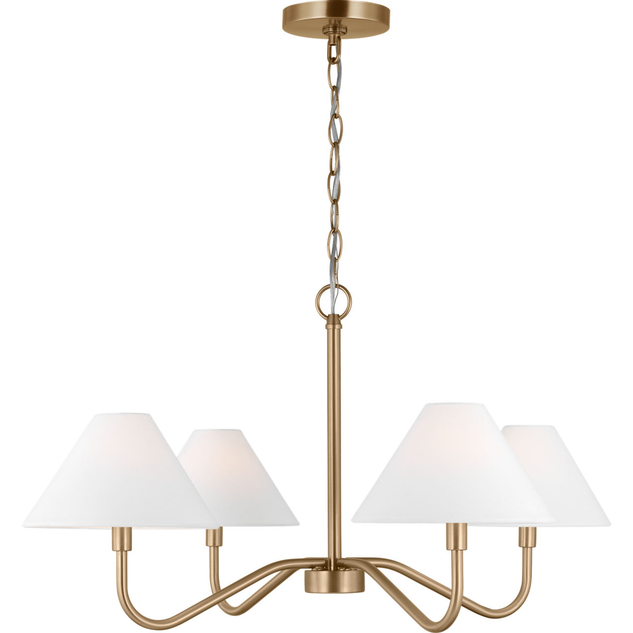 Drew & Jonathan Scott Eldon 4 Light 29.5 inch Satin Brass Chandelier Ceiling Light