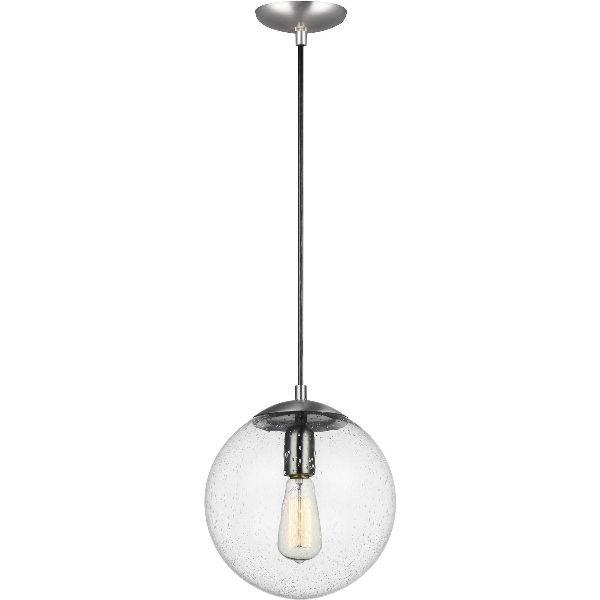 Leo - Hanging Globe 1 Light 10 inch Satin Aluminum Pendant Ceiling Light