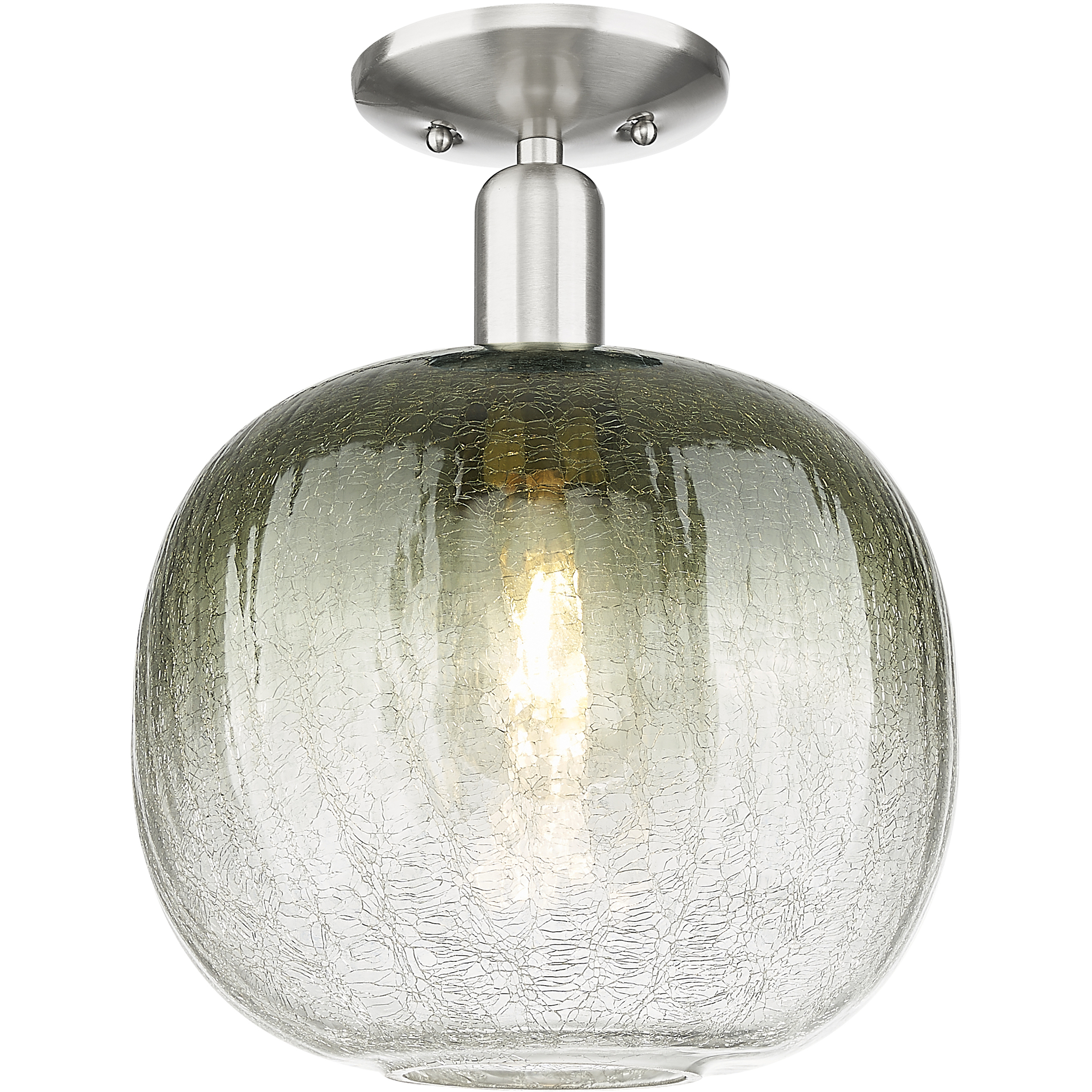 Downtown Urban Brookhaven Sphere 1 Light 10 inch Brushed Satin Nickel Semi-Flush Mount Ceiling Light in Slate Glass