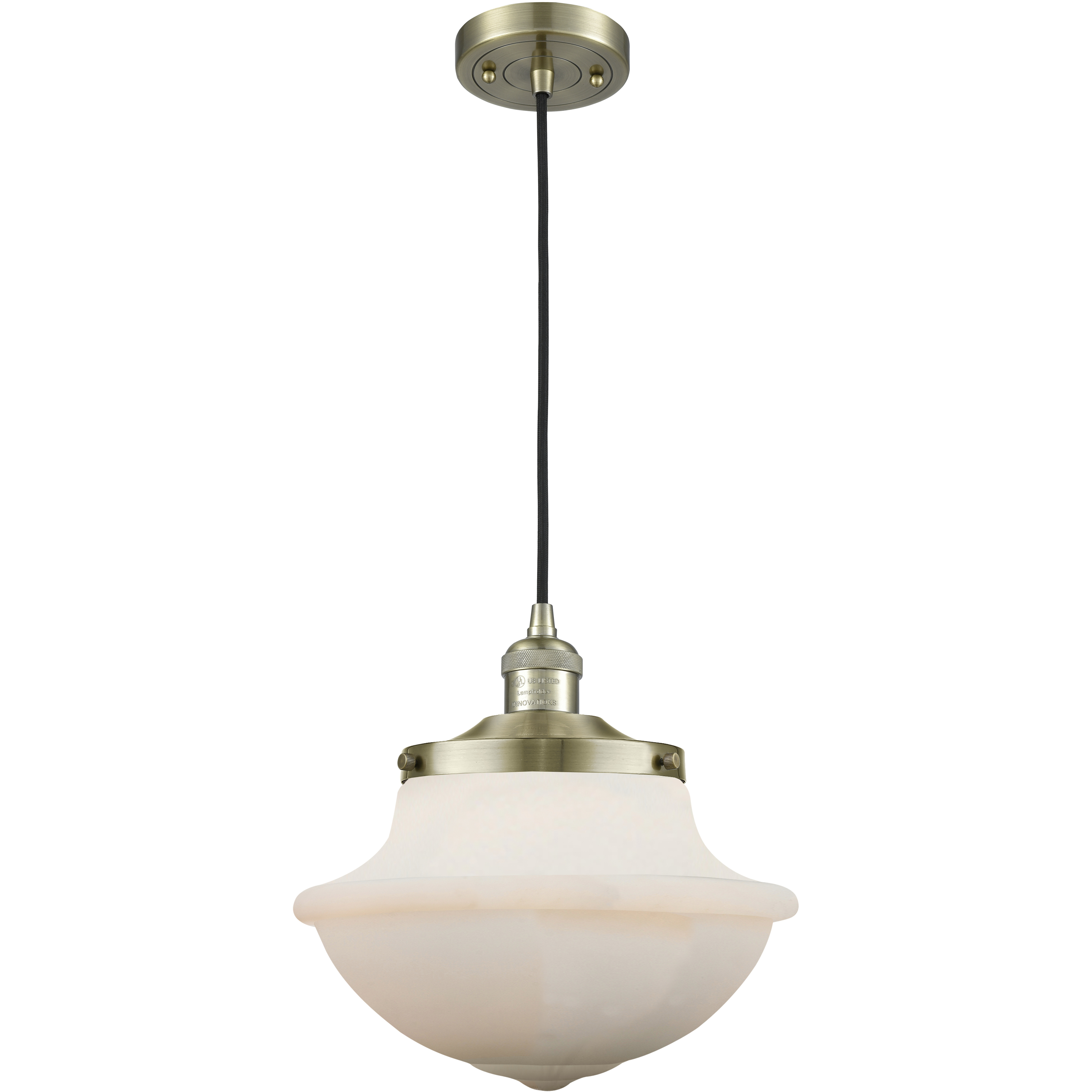 Franklin Restoration Oxford 1 Light 12 inch Antique Brass Mini Pendant Ceiling Light in Incandescent, Matte White, Franklin Restoration