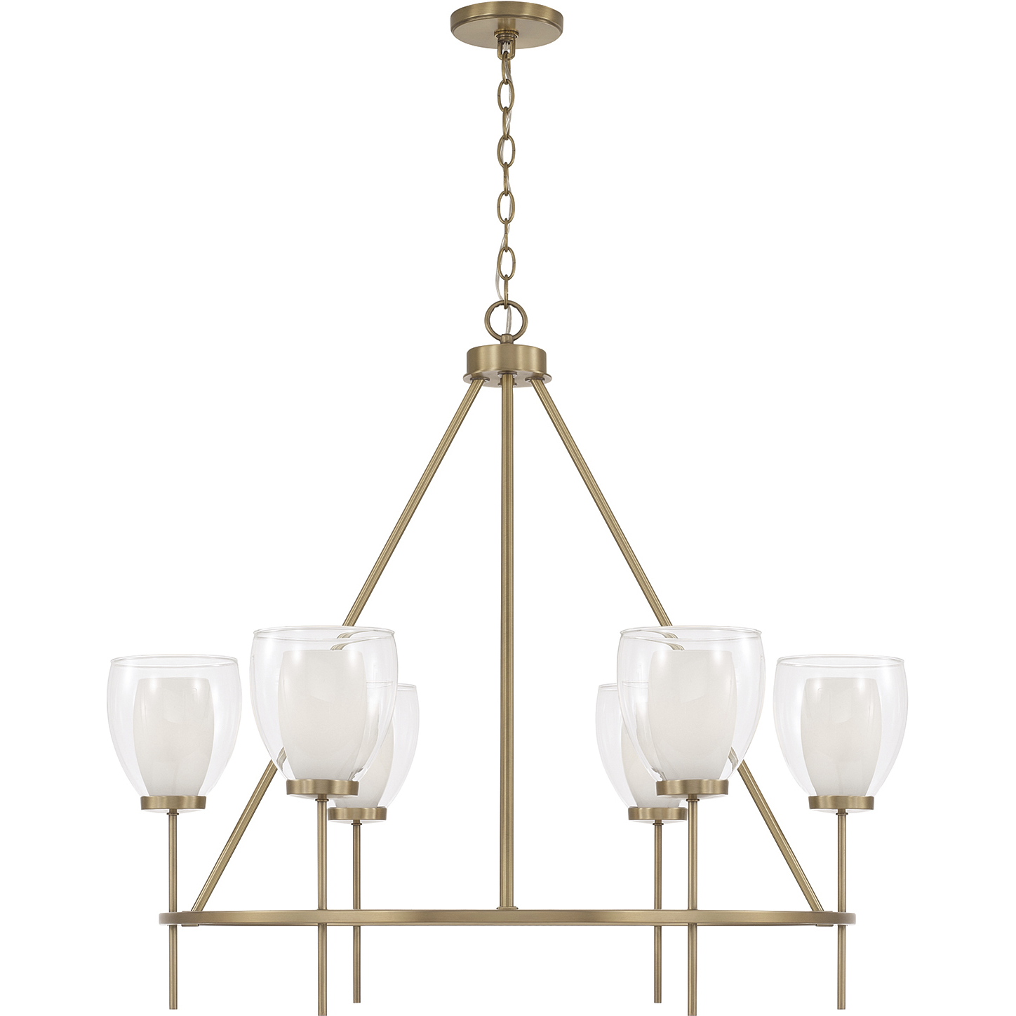Joss 6 Light 34.5 inch Aged Brass Chandelier Ceiling Light