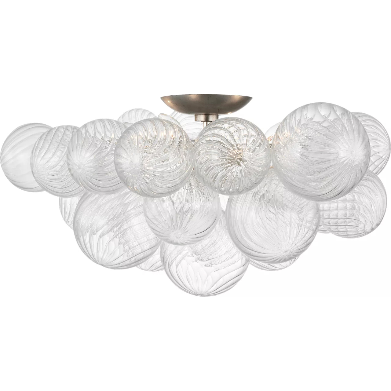 Julie Neill Talia LED 25.25 inch Burnished Silver Leaf and Clear Swirled Glass Flush Mount Ceiling Light, Extra Large