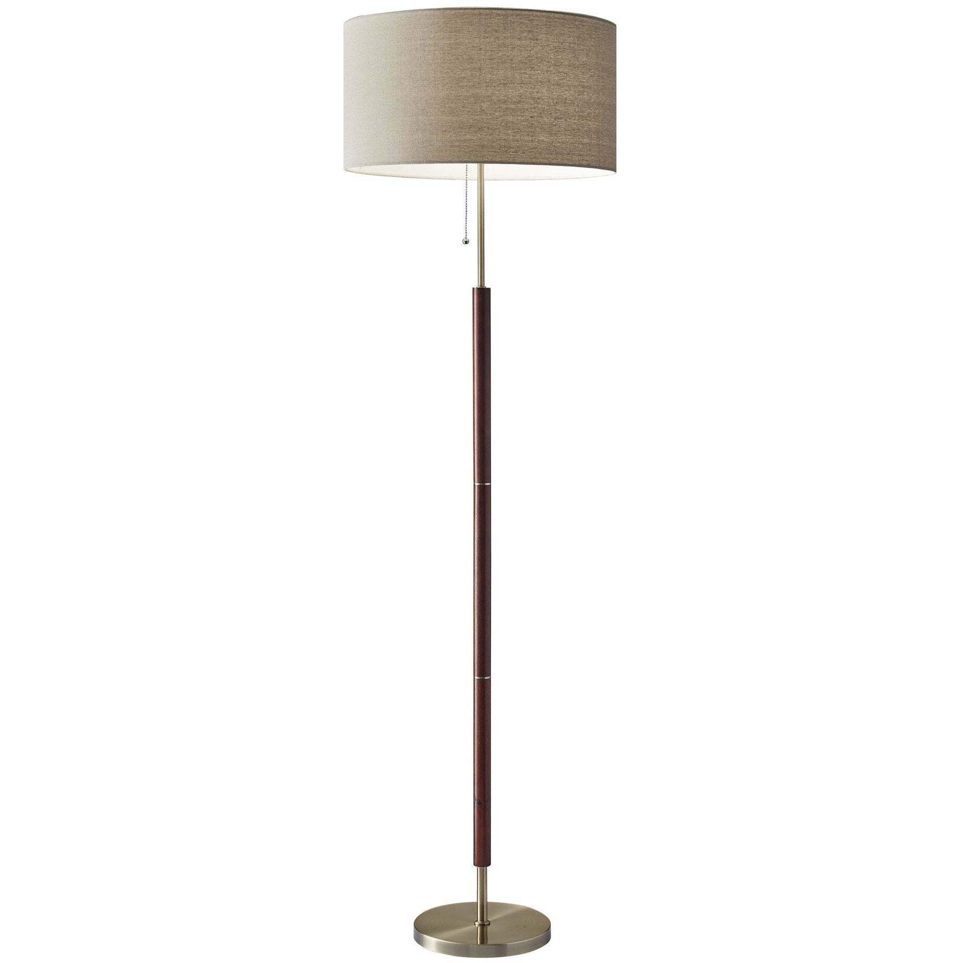 Hamilton 66 inch 150.00 watt Walnut and Antique Brass Floor Lamp Portable Light
