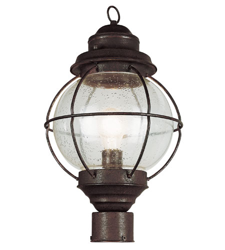 Catalina 1 Light 15 inch Rustic Bronze Outdoor Postmount Lantern
