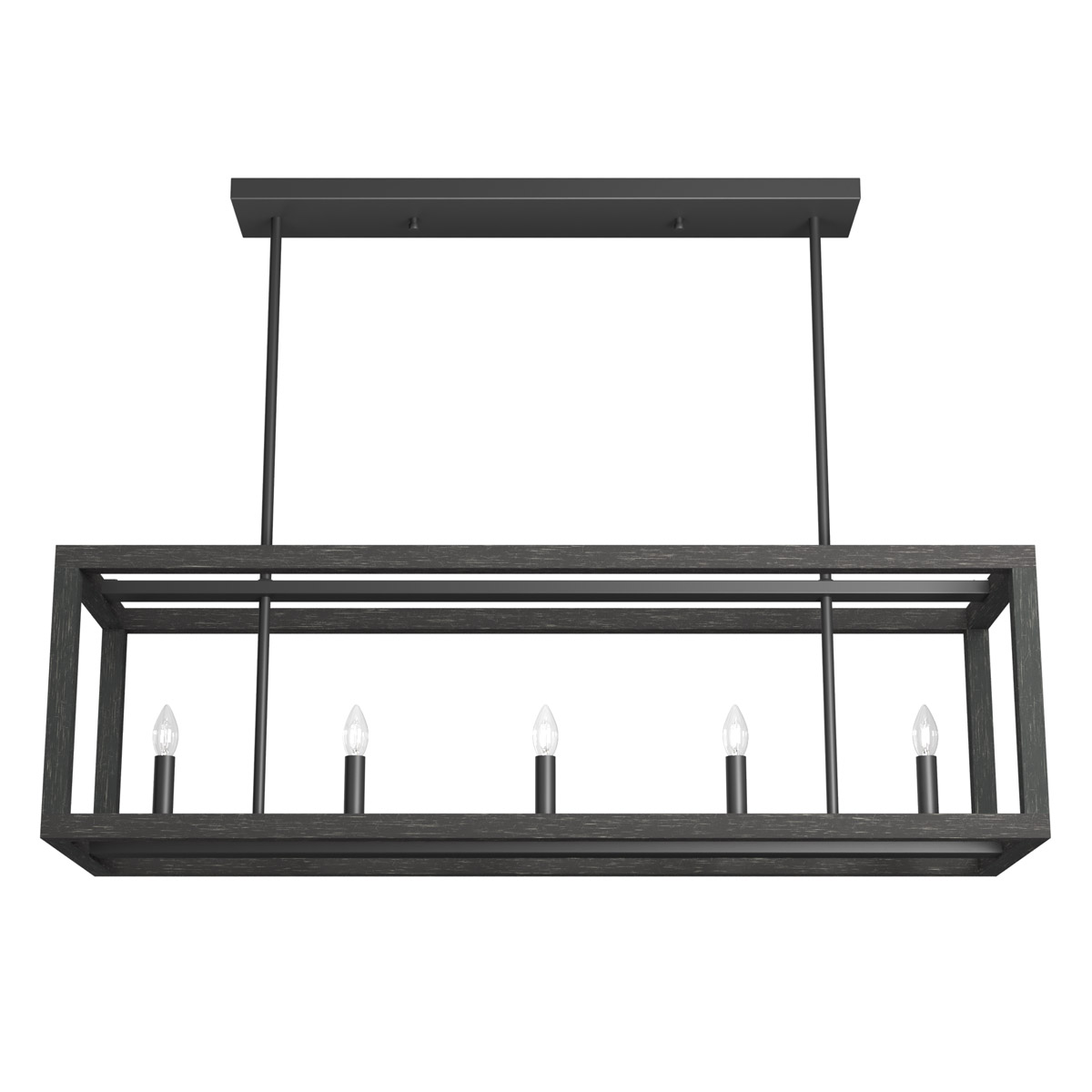 Squire Manor 5 Light 40 inch Matte Black Linear Chandelier Ceiling Light