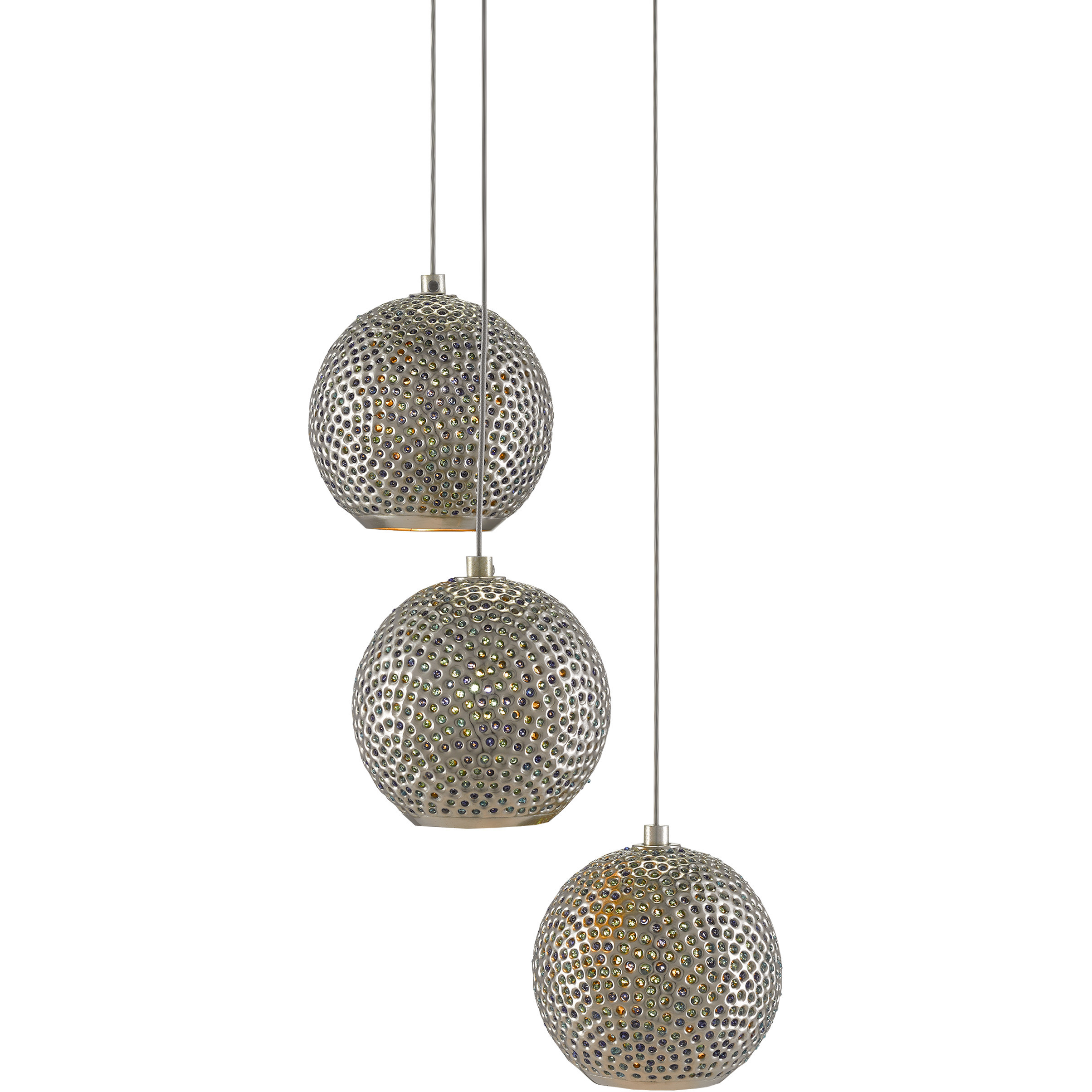 Giro 3 Light 10.5 inch Nickel Multi-Drop Pendant Ceiling Light