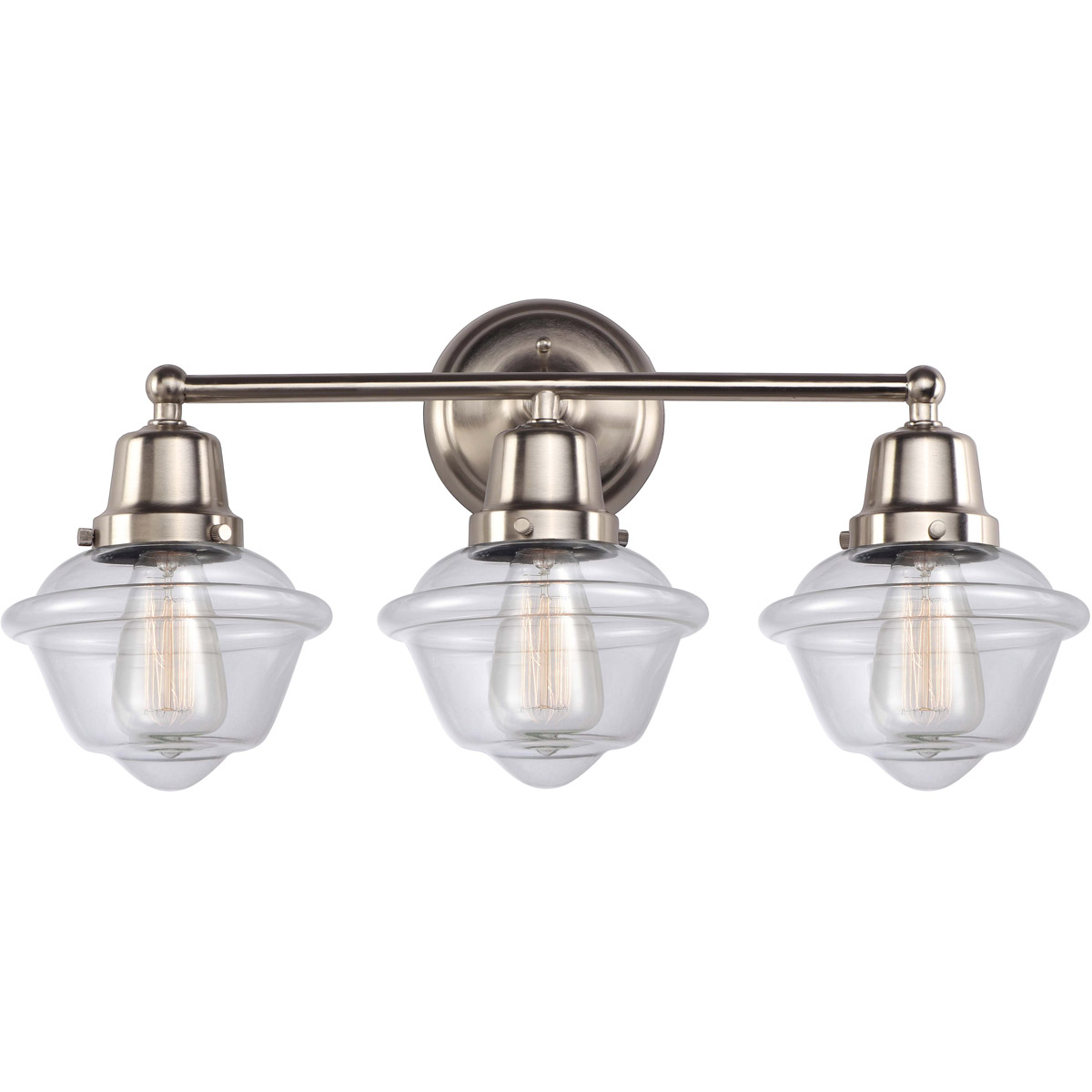 Aditi Small Oxford 3 Light 23.5 inch Brushed Satin Nickel Bath Vanity Light Wall Light, Aditi