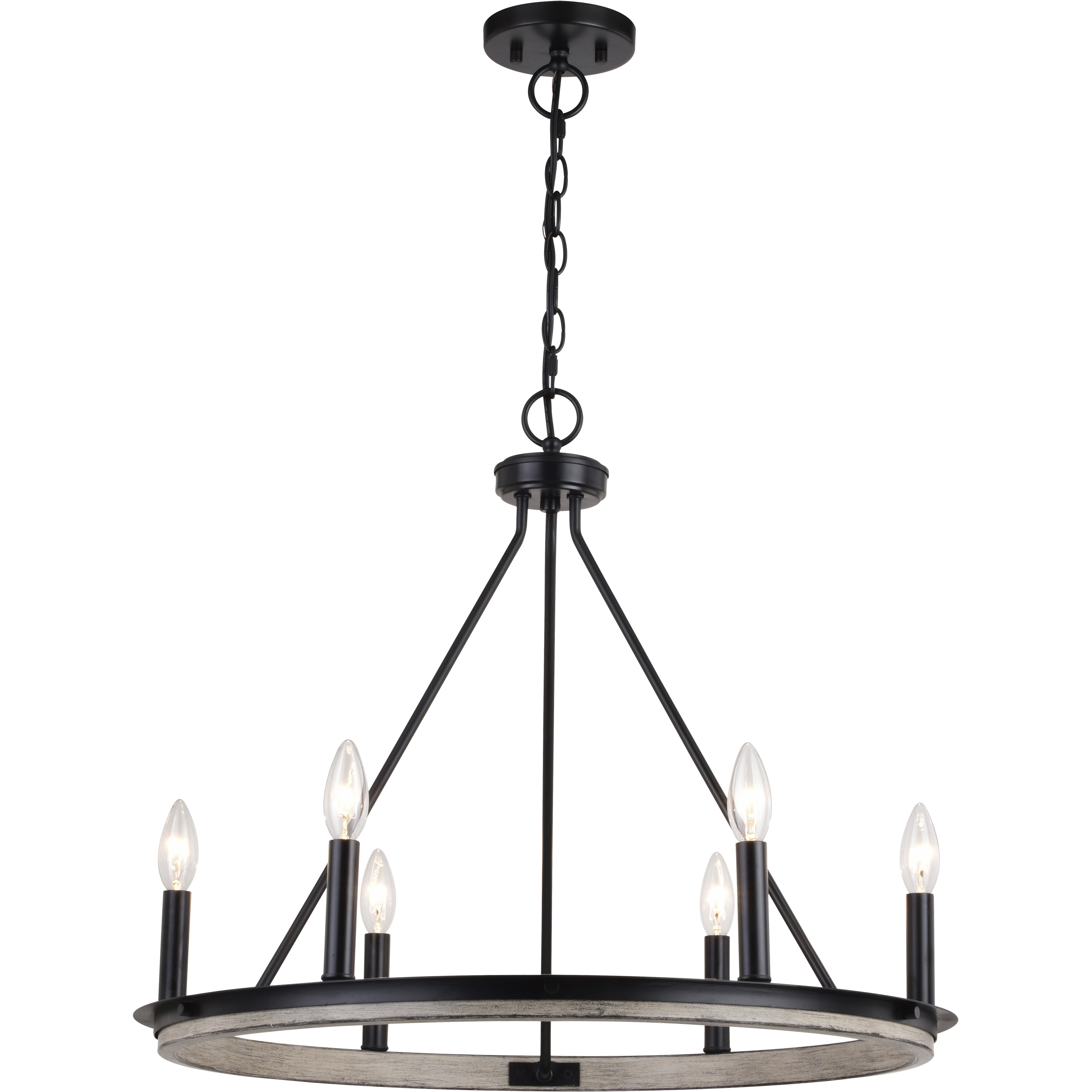 Russel LED 24.75 inch Matte Black and Weathered Gray Chandelier Ceiling Light