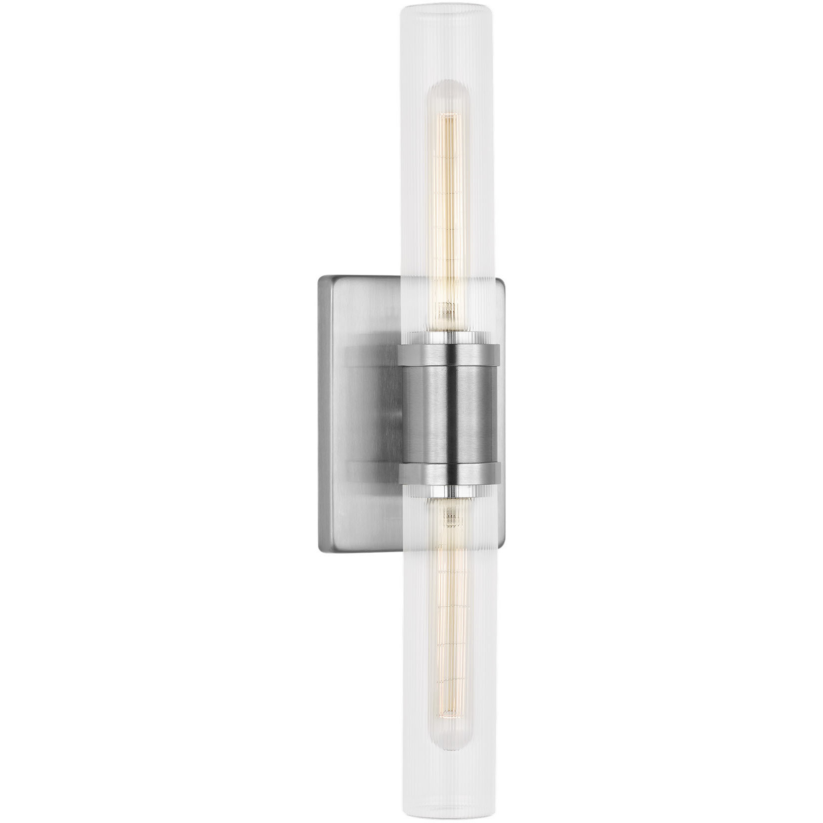 Keaton 2 Light 5 inch Brushed Nickel Bath Vanity Wall Light in Clear Fluted Glass