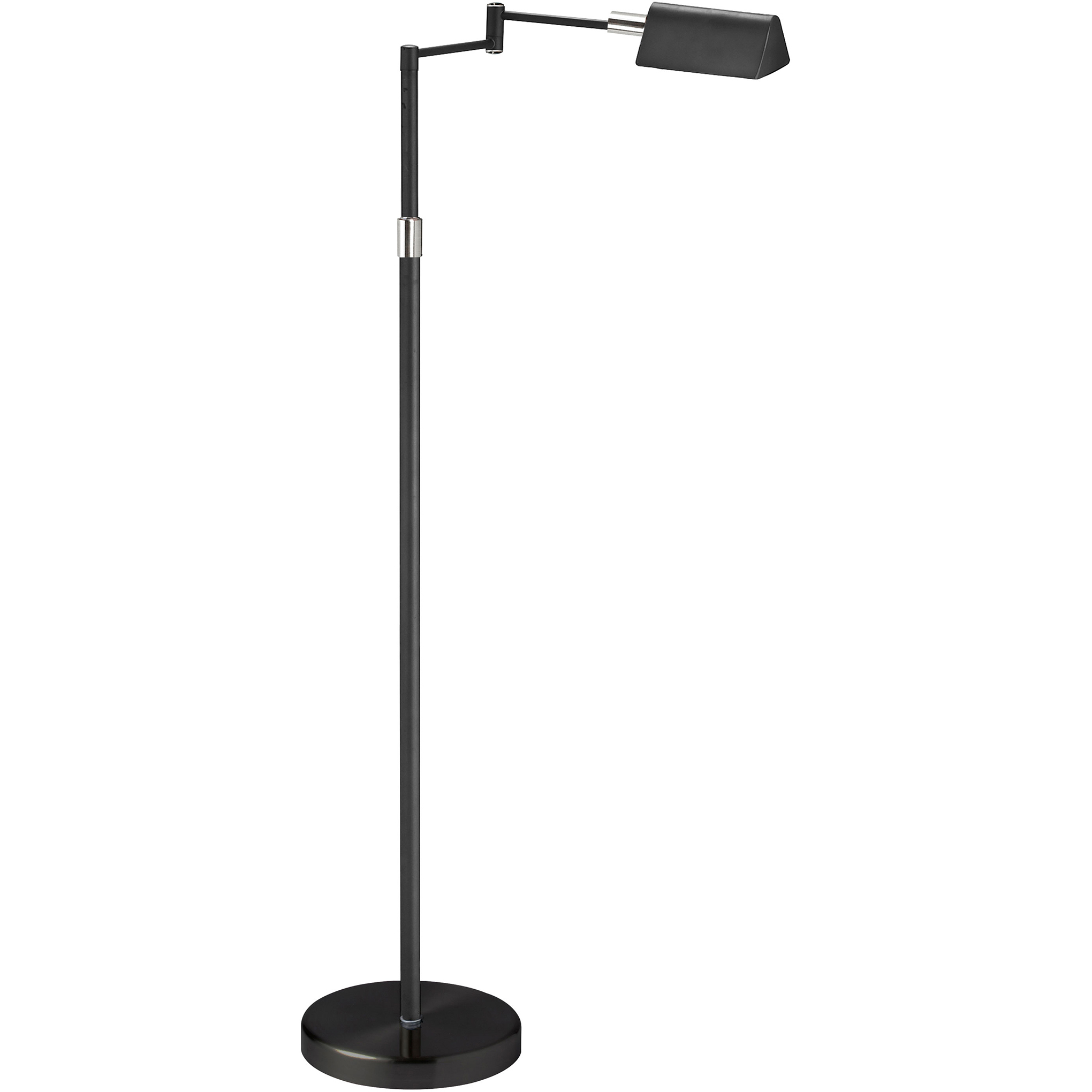 Contemporary 50.25 inch 9 watt Black Task Floor Lamp Portable Light, Swing Arm