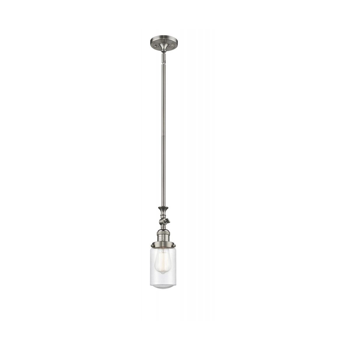 Franklin Restoration Dover LED 5 inch Brushed Satin Nickel Mini Pendant Ceiling Light in Seedy Glass, Franklin Restoration