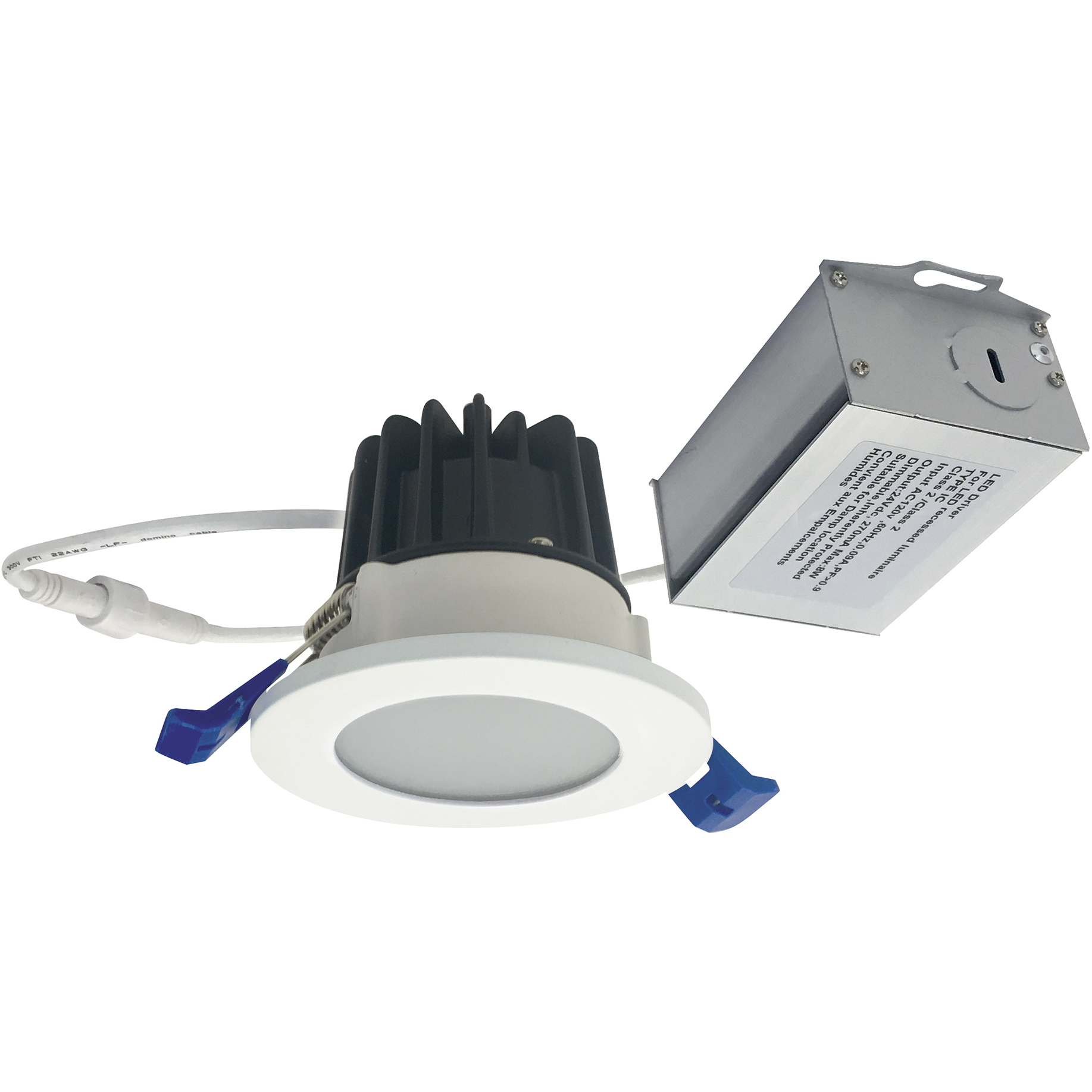 M2 Matte Powder White Mini Recessed Downlight in 3000K, 400, Round Lensed Shower Trim