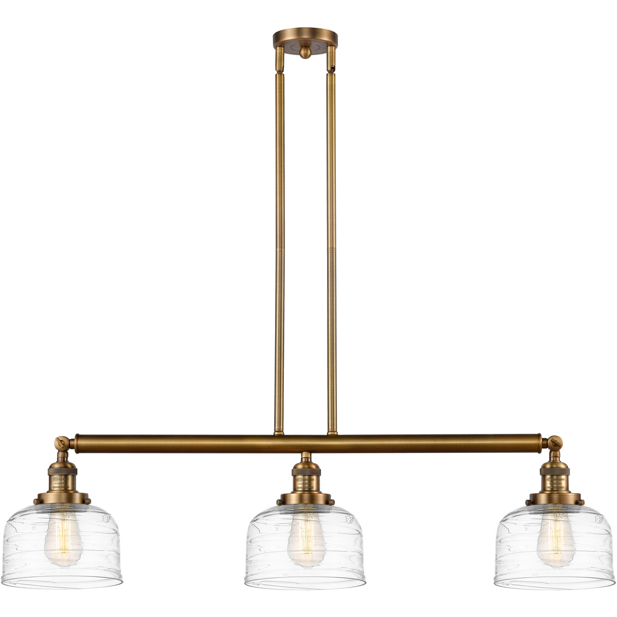 Franklin Restoration Bell LED 40.5 inch Brushed Brass Island Light Ceiling Light in Clear Deco Swirl Glass