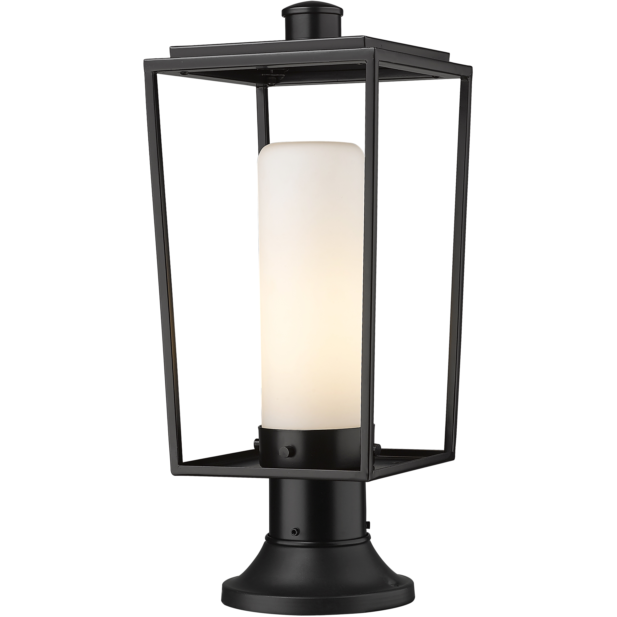 Sheridan 1 Light 19.5 inch Black Outdoor Pier Mounted Fixture in White Opal Glass